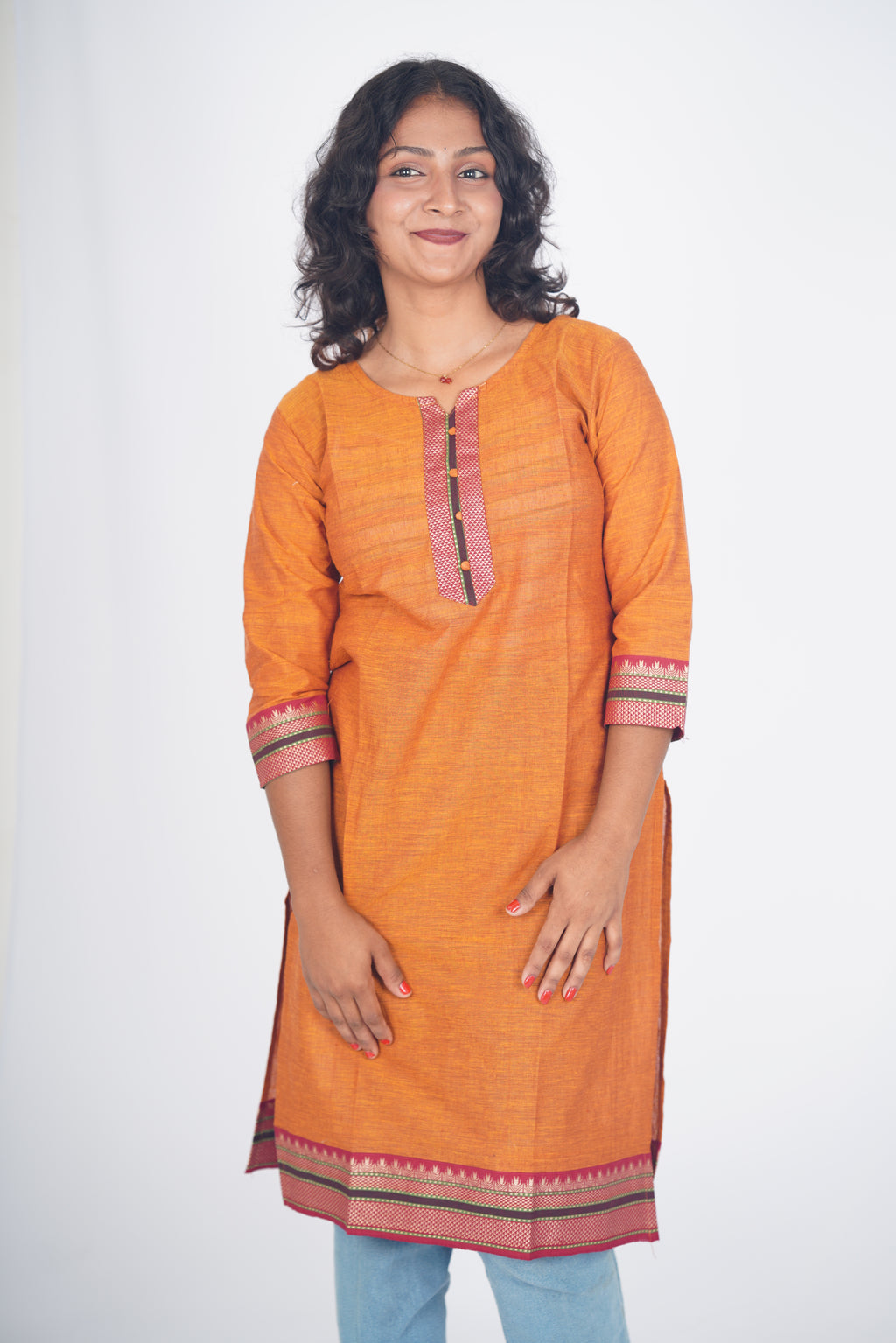 Burned Orange Chettinad Cotton Kurti