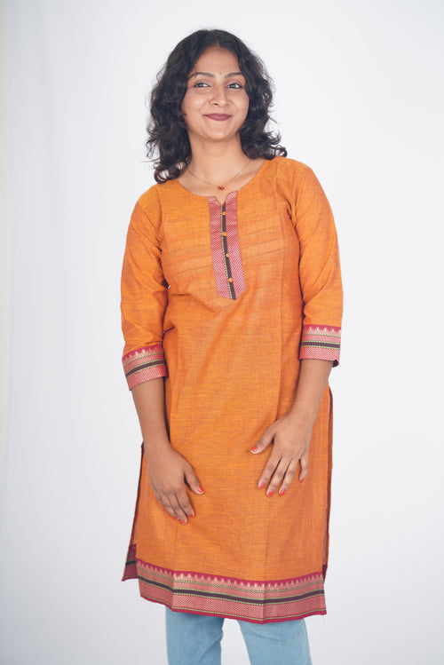 Burned Orange Chettinad Cotton Kurti