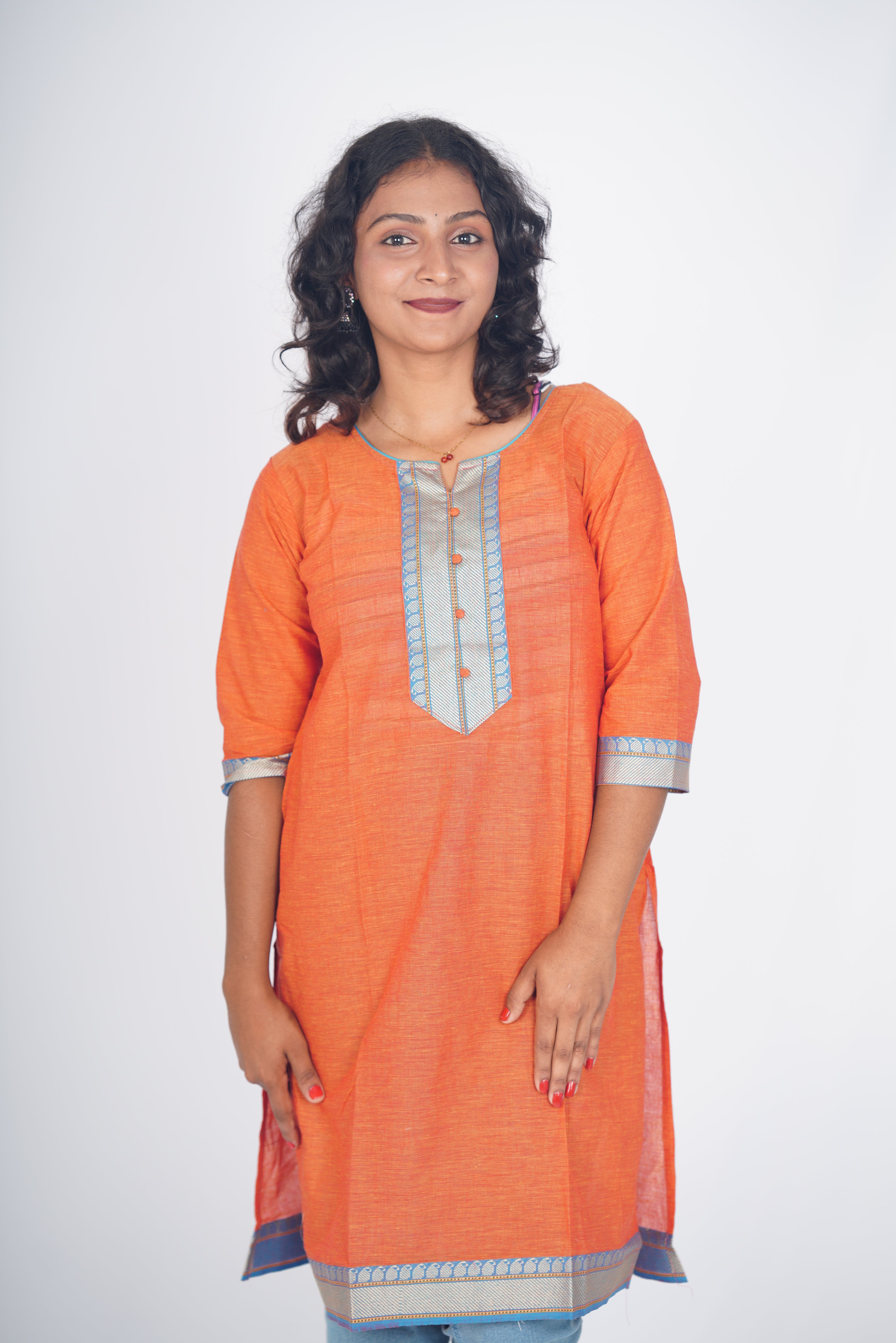 The Saffron Blaze Chettinad Cotton Kurti