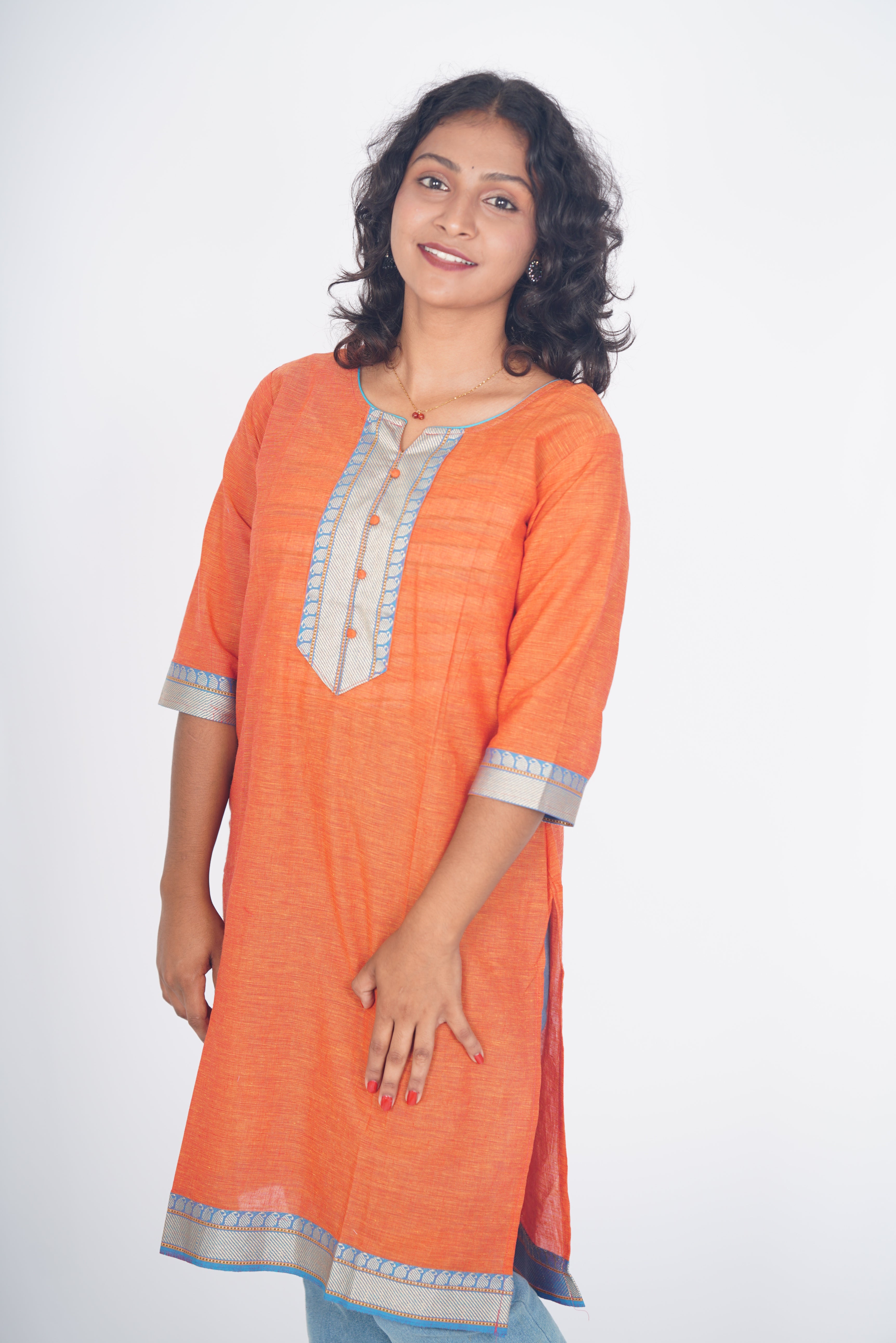 The Saffron Blaze Chettinad Cotton Kurti
