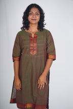 Rustic Emerald Chettinad Cotton Kurthi
