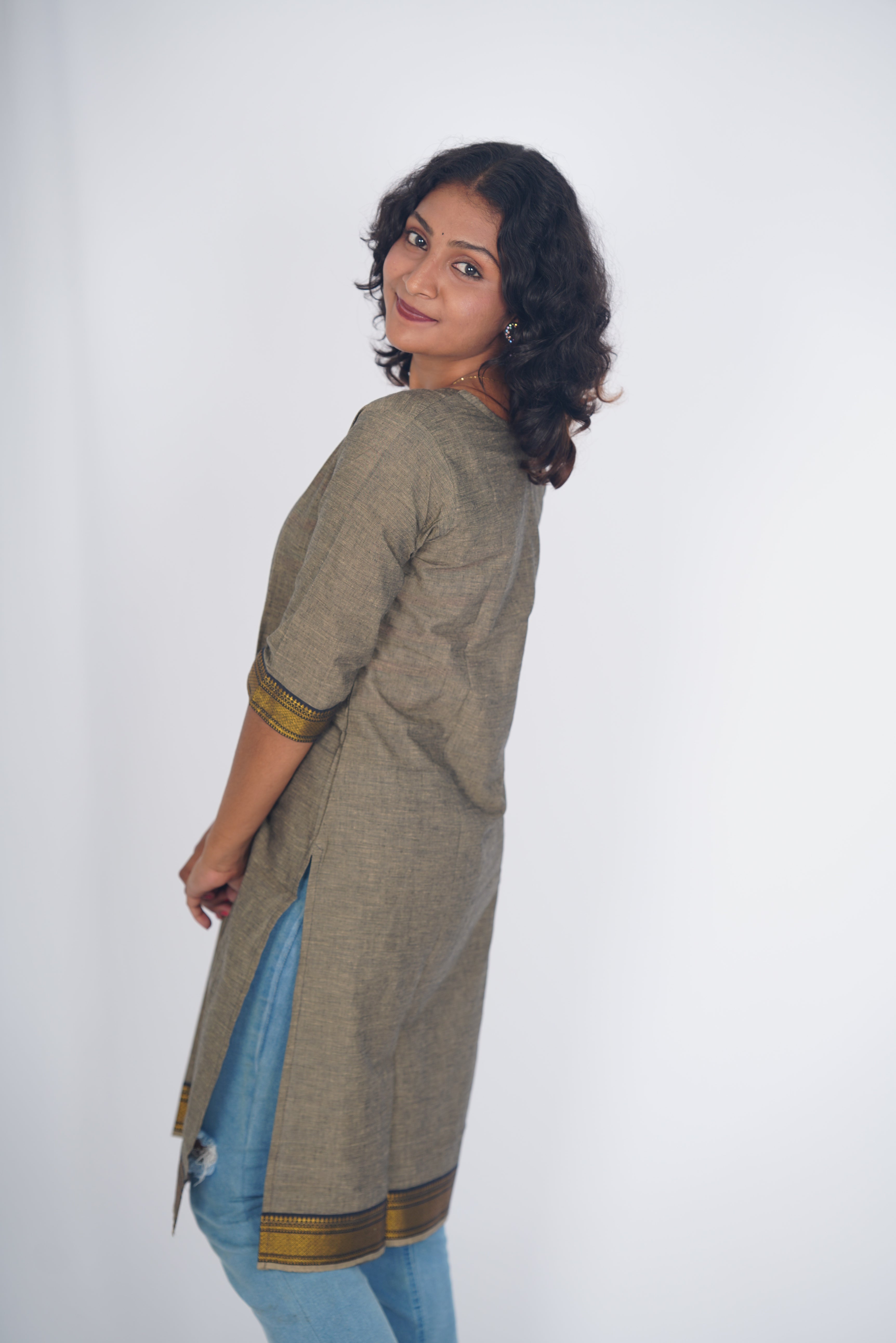 Olive Slate Handloom Cotton