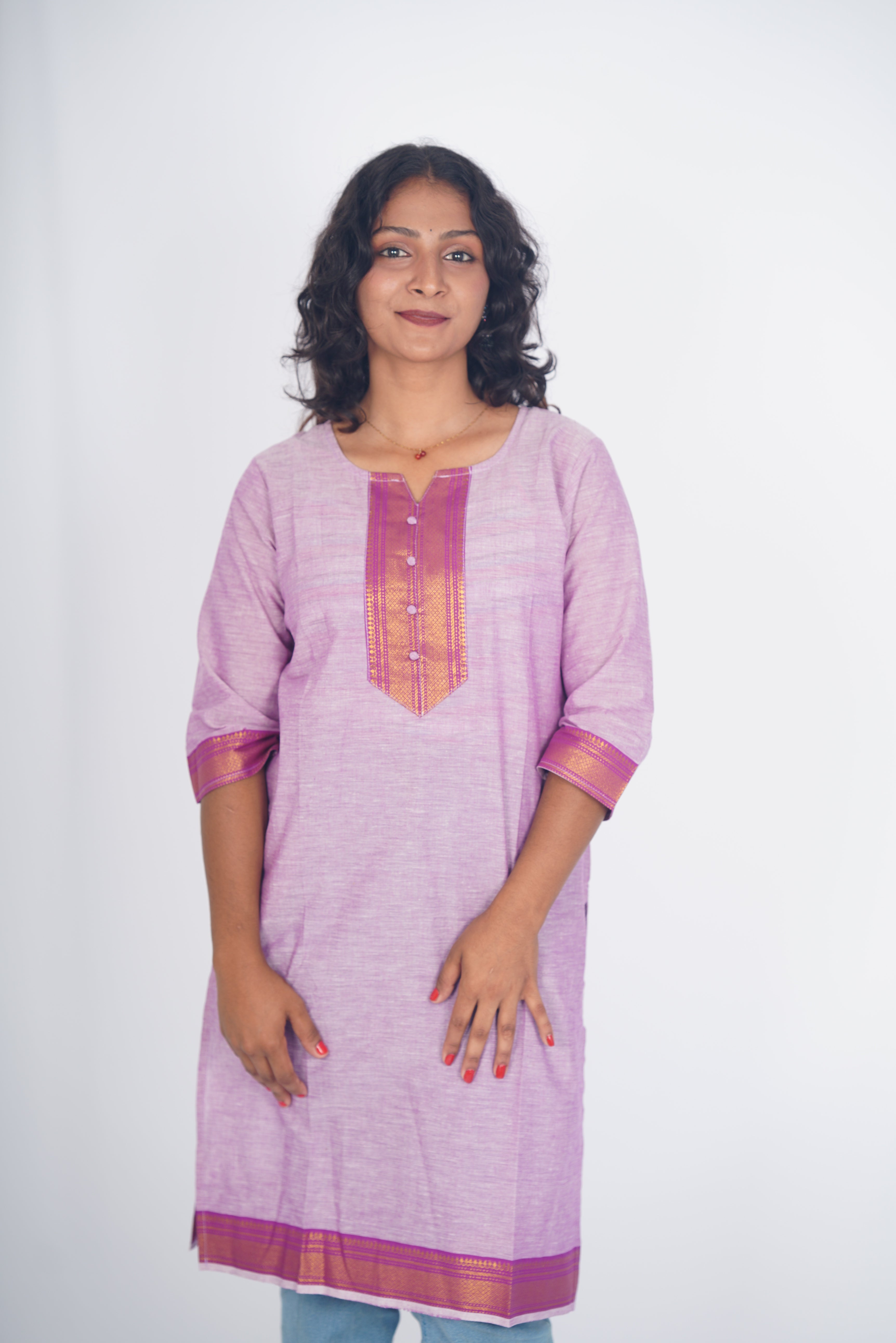 Orchid Zari Chettinad Kurthi