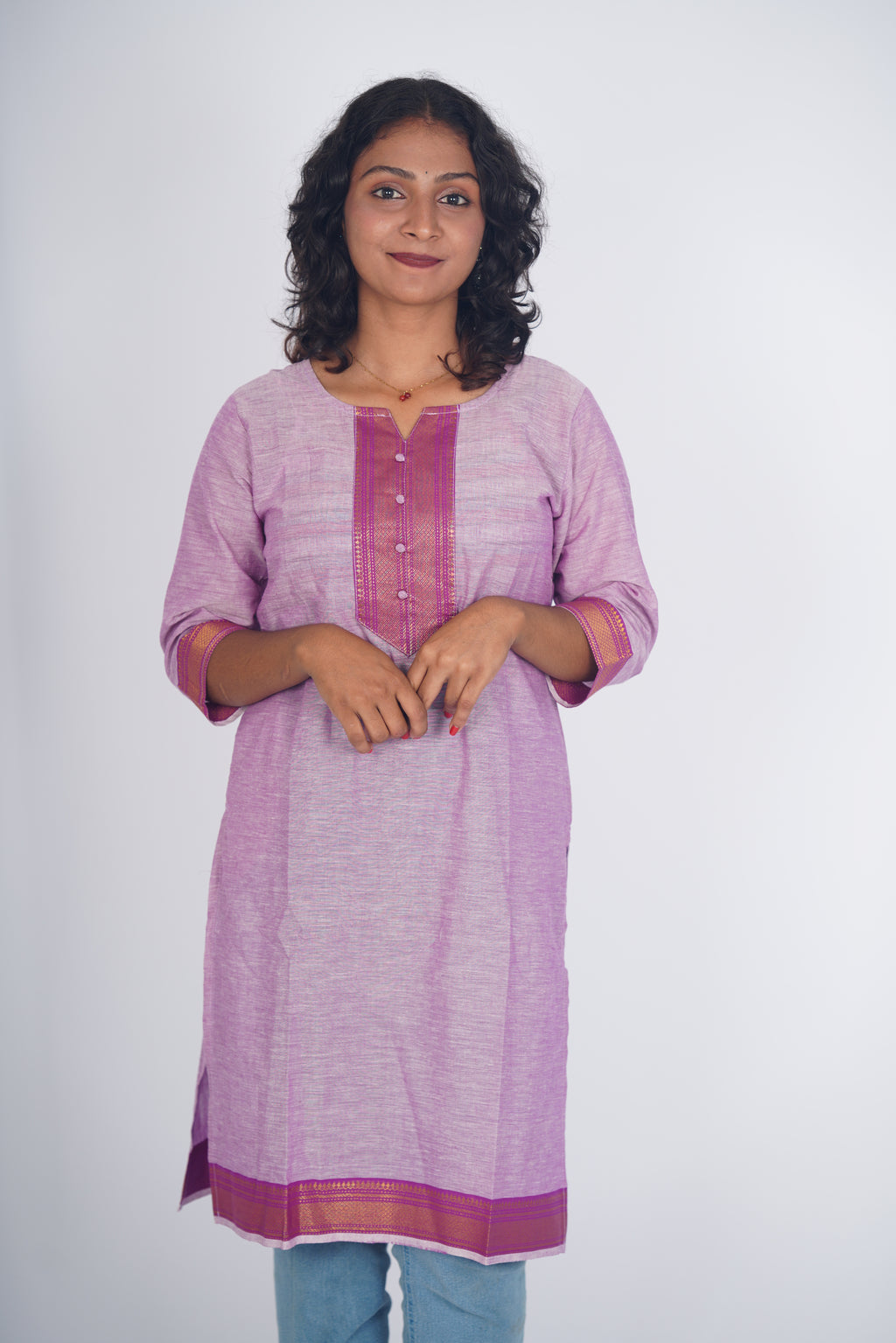 Orchid Zari Chettinad Kurthi