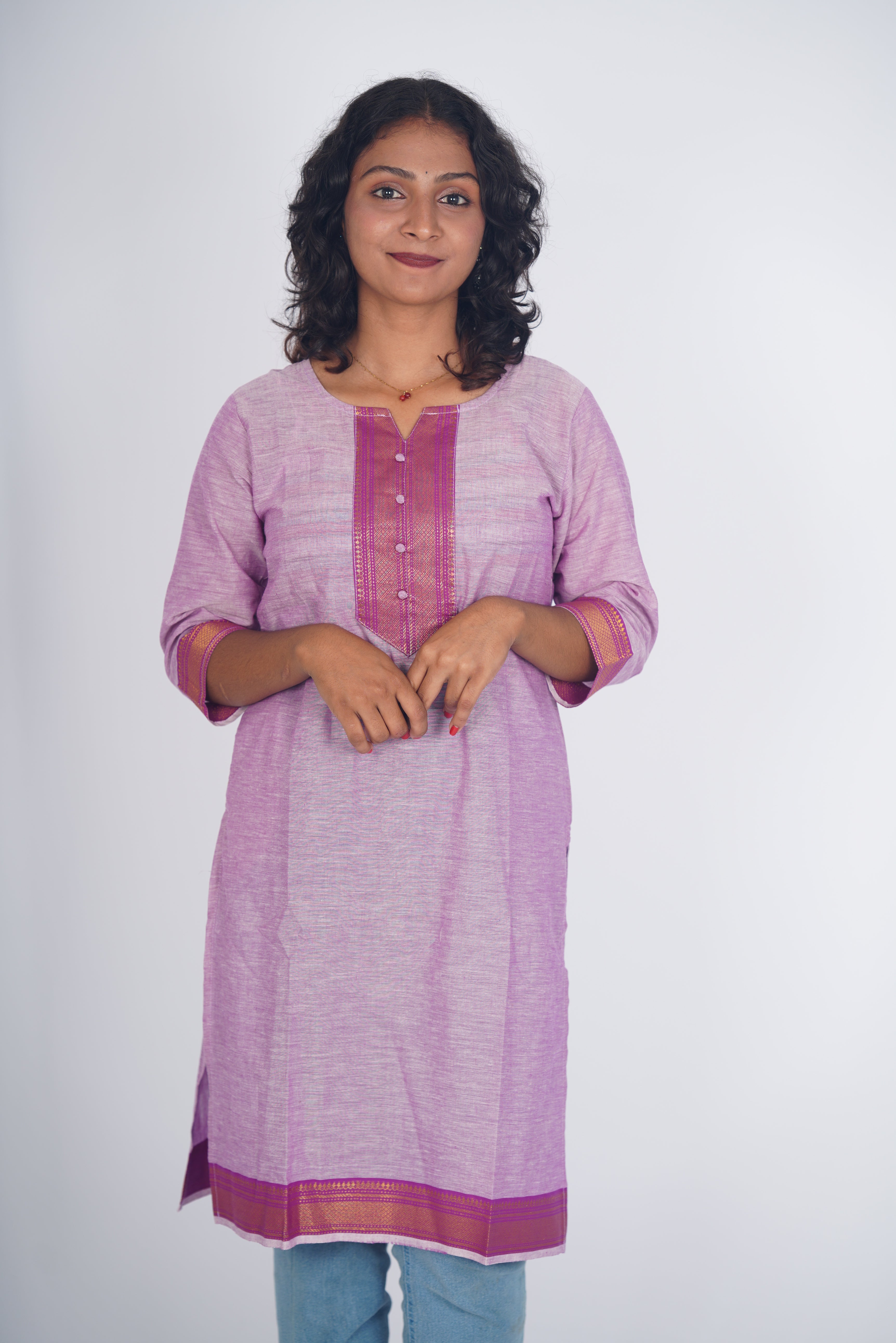 Orchid Zari Chettinad Kurthi