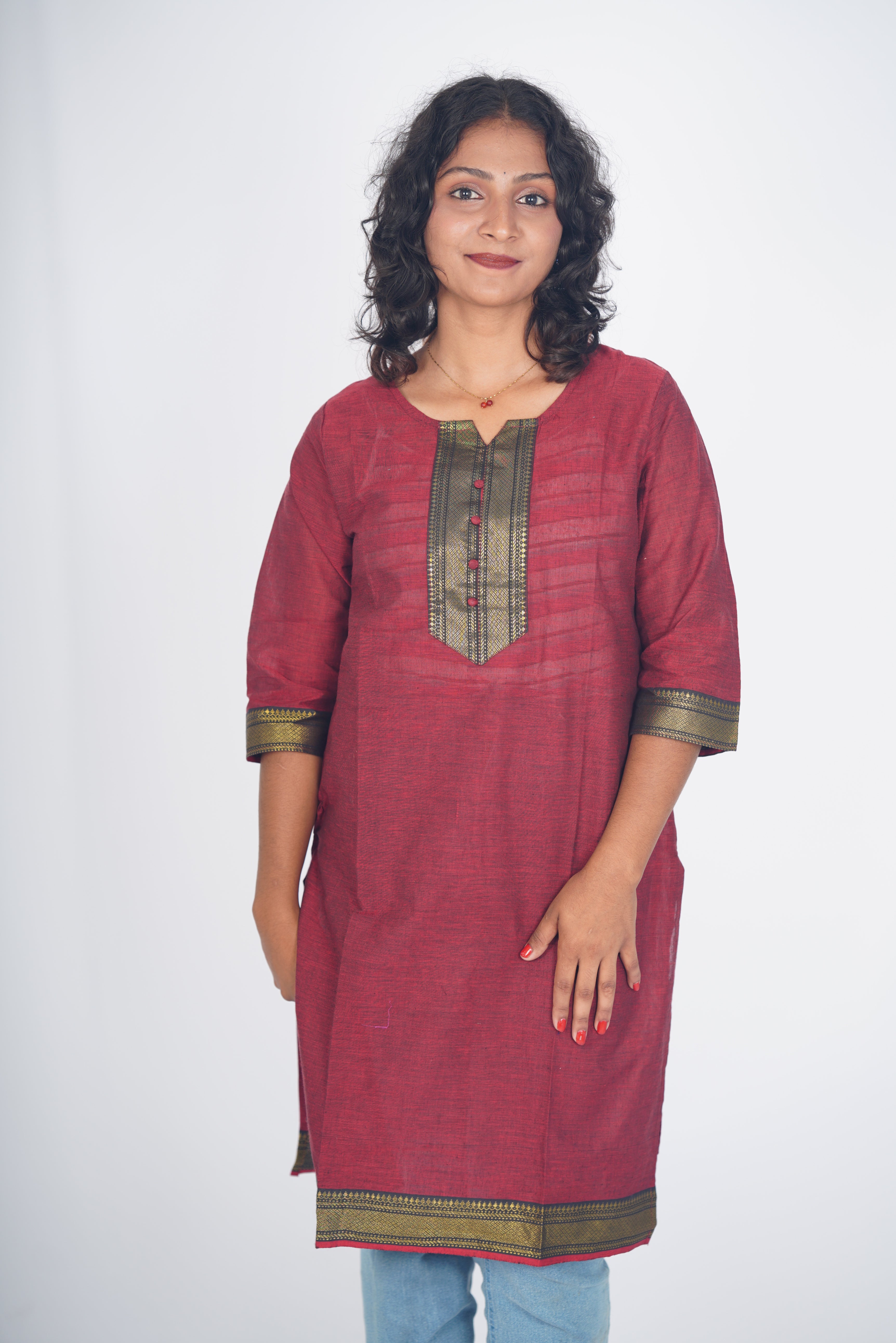 The Tuscan Maroon Chettinad Kurthi
