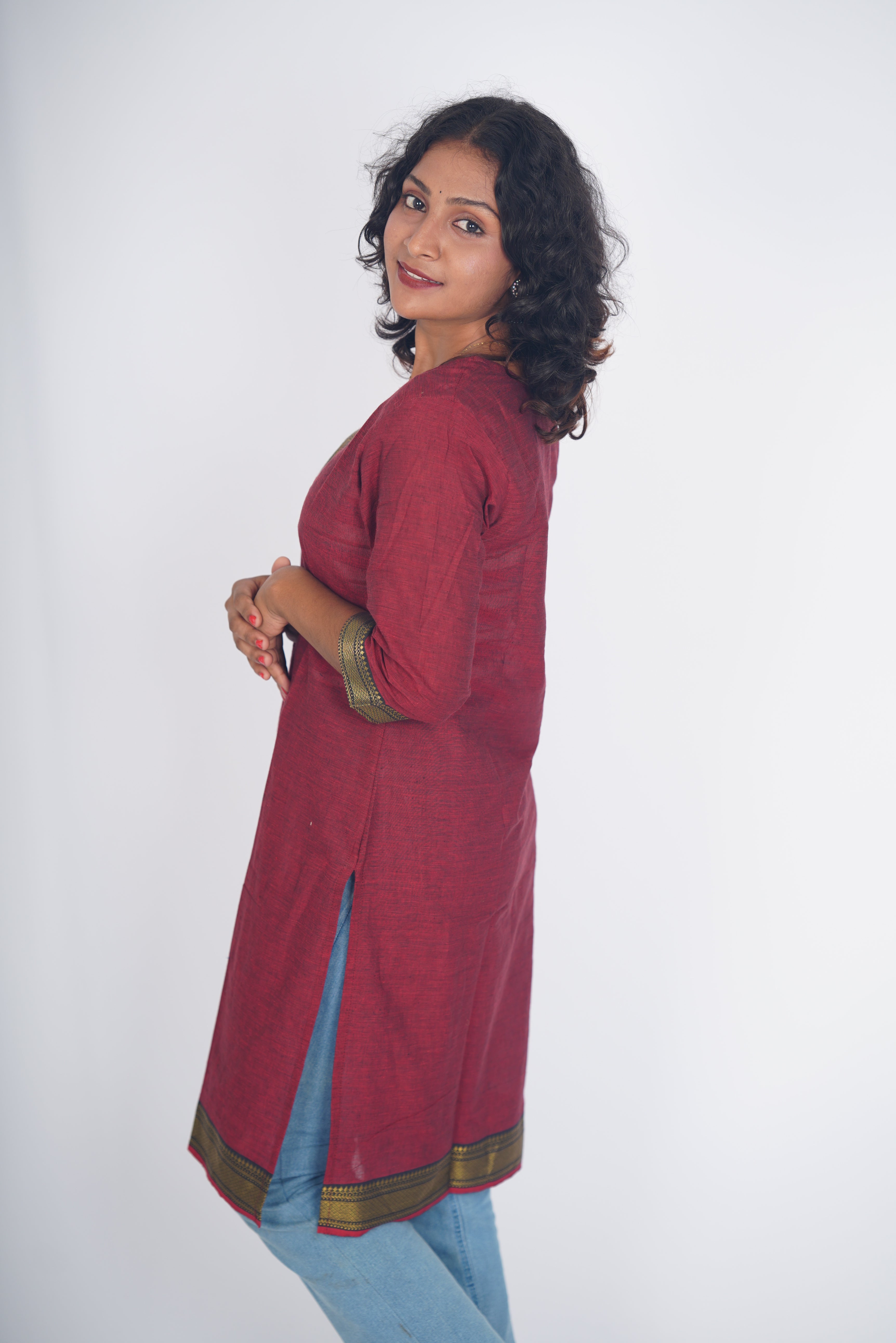 The Tuscan Maroon Chettinad Kurthi
