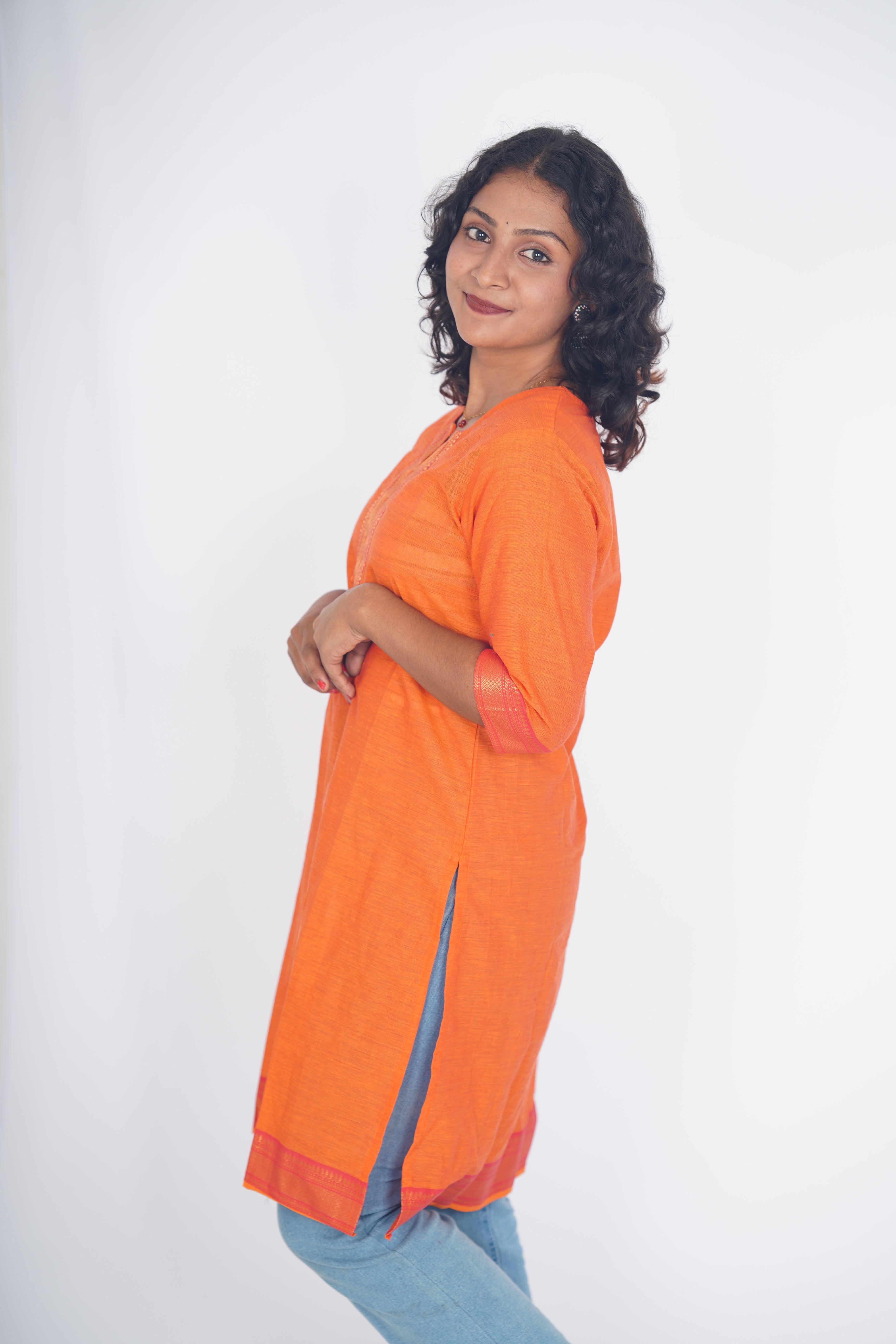 Sindhoor Orange Cotton Kurti