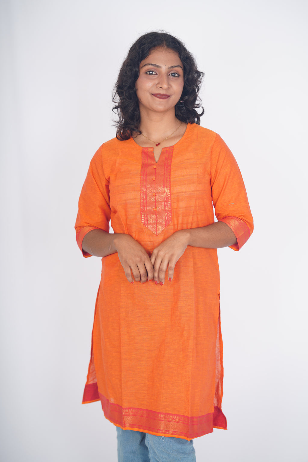 Sindhoor Orange Cotton Kurti