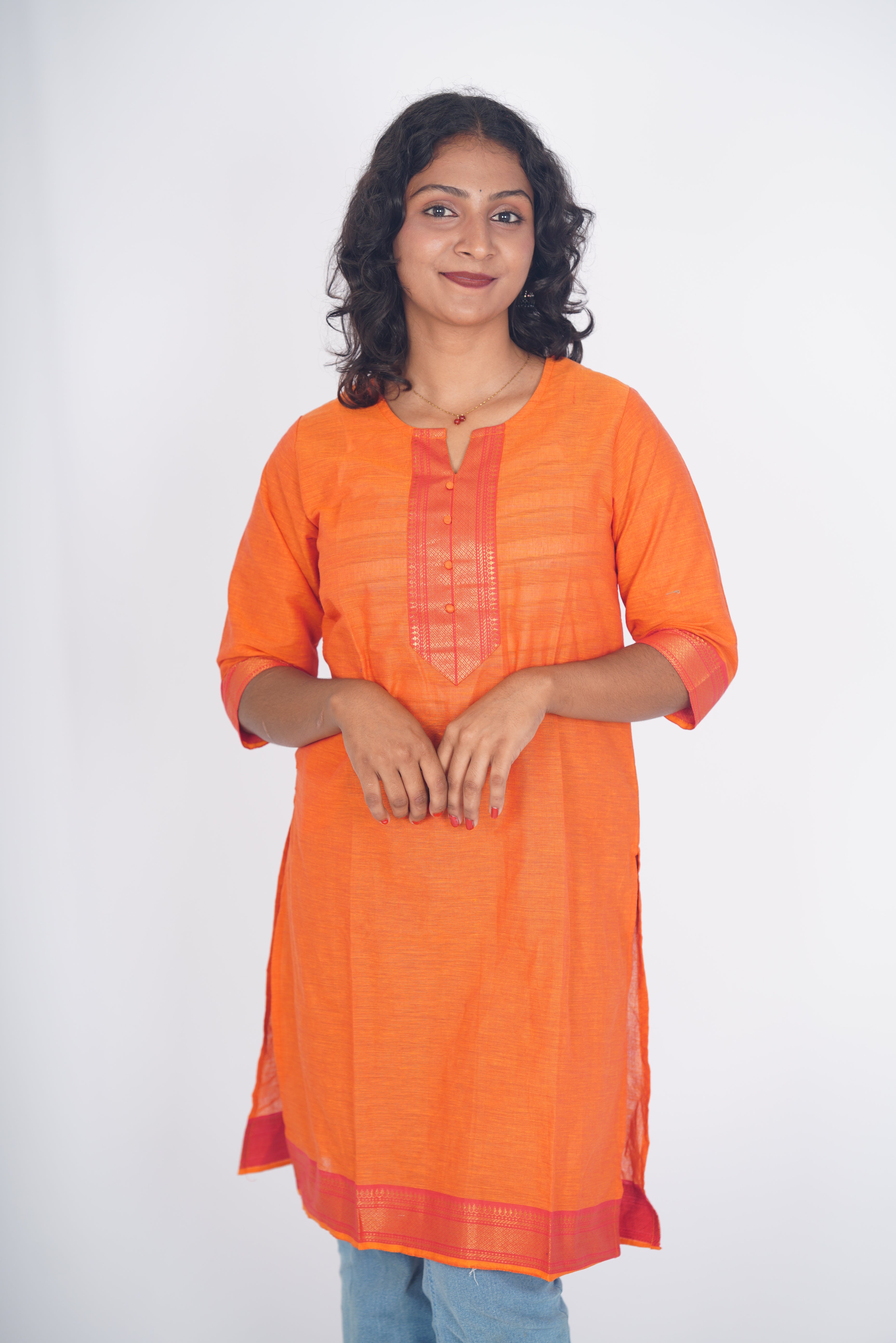 Sindhoor Orange Cotton Kurti