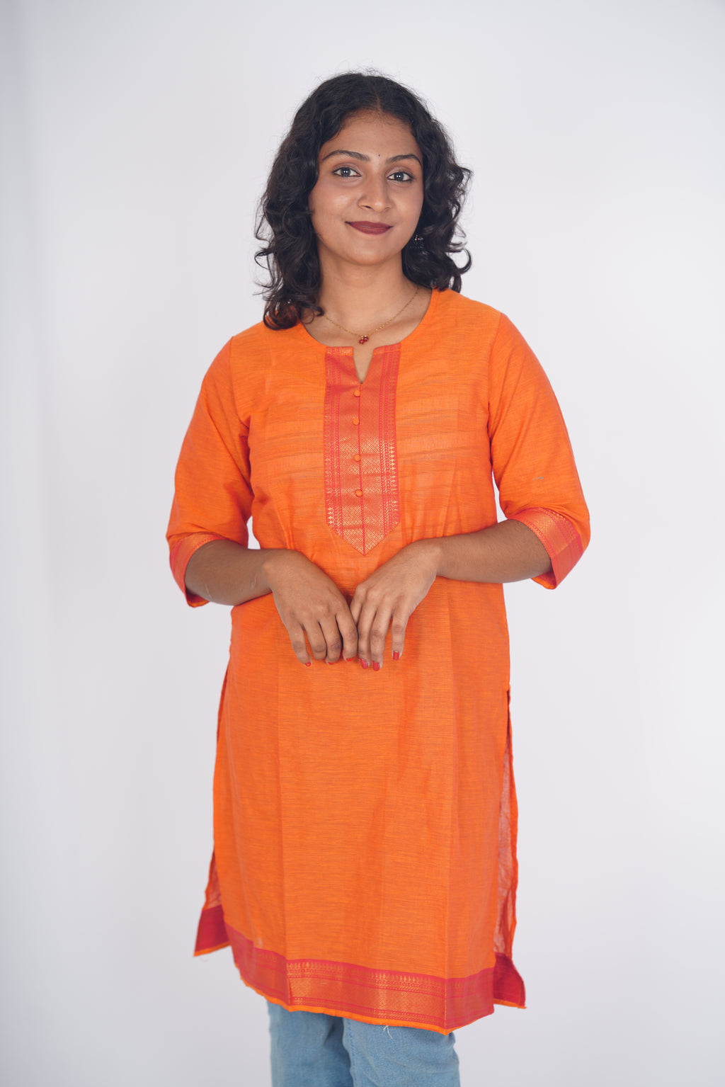 Sindhoor Orange Cotton Kurti