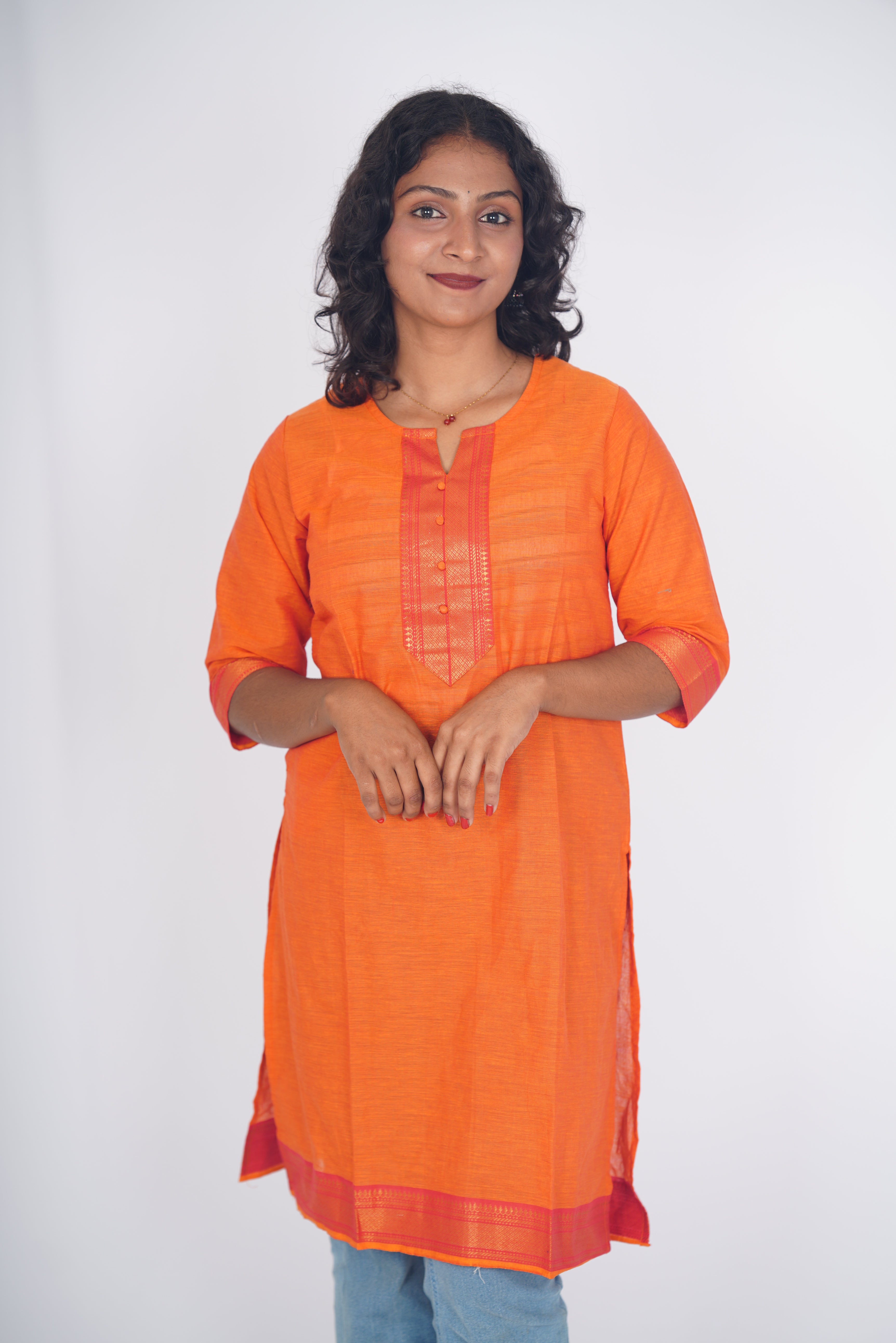 Sindhoor Orange Cotton Kurti