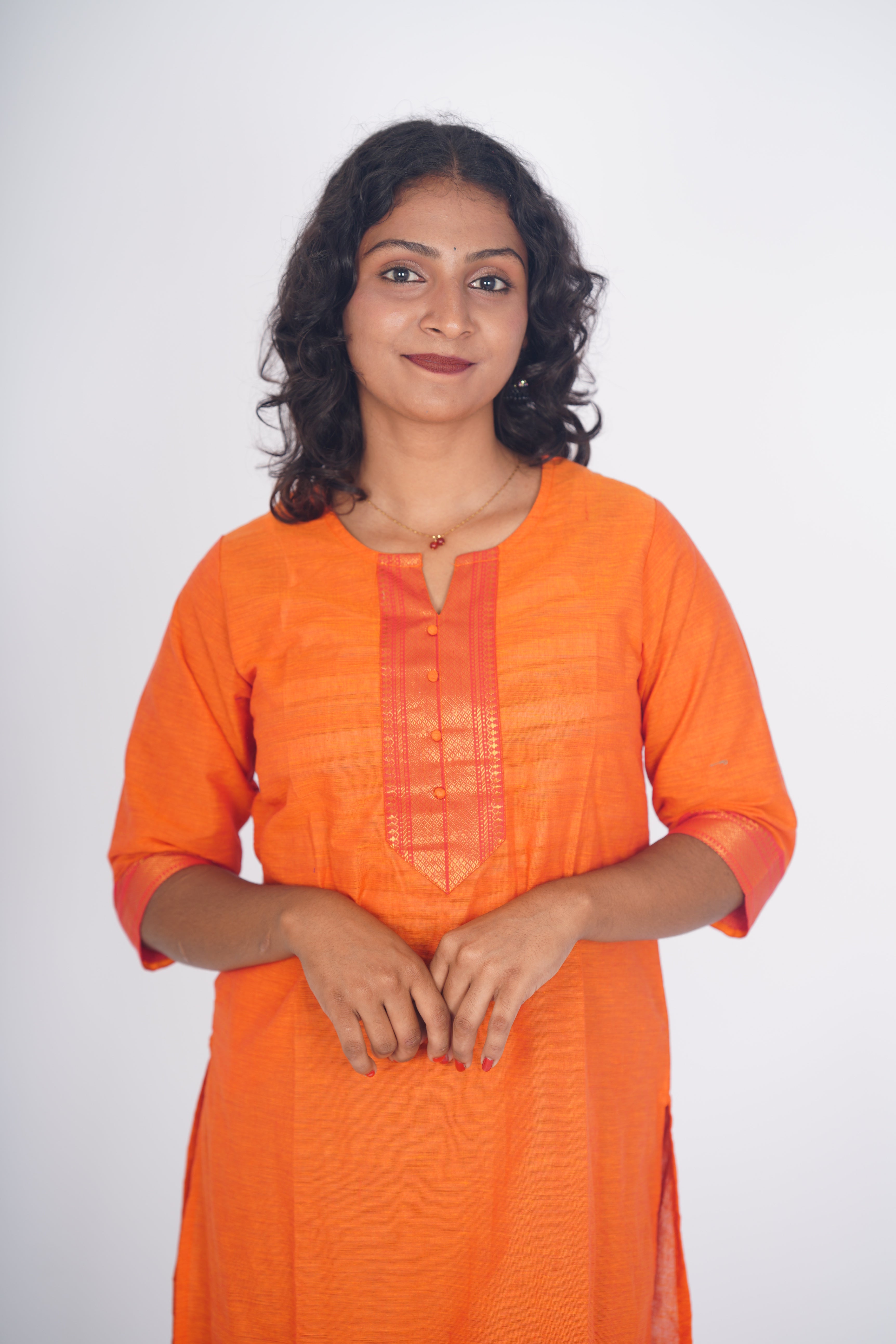 Sindhoor Orange Cotton Kurti
