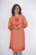 Kanakambaram Orange Heritage Kurti