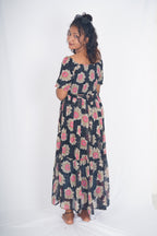 Midnight Rose-Sun Smocked Maxi