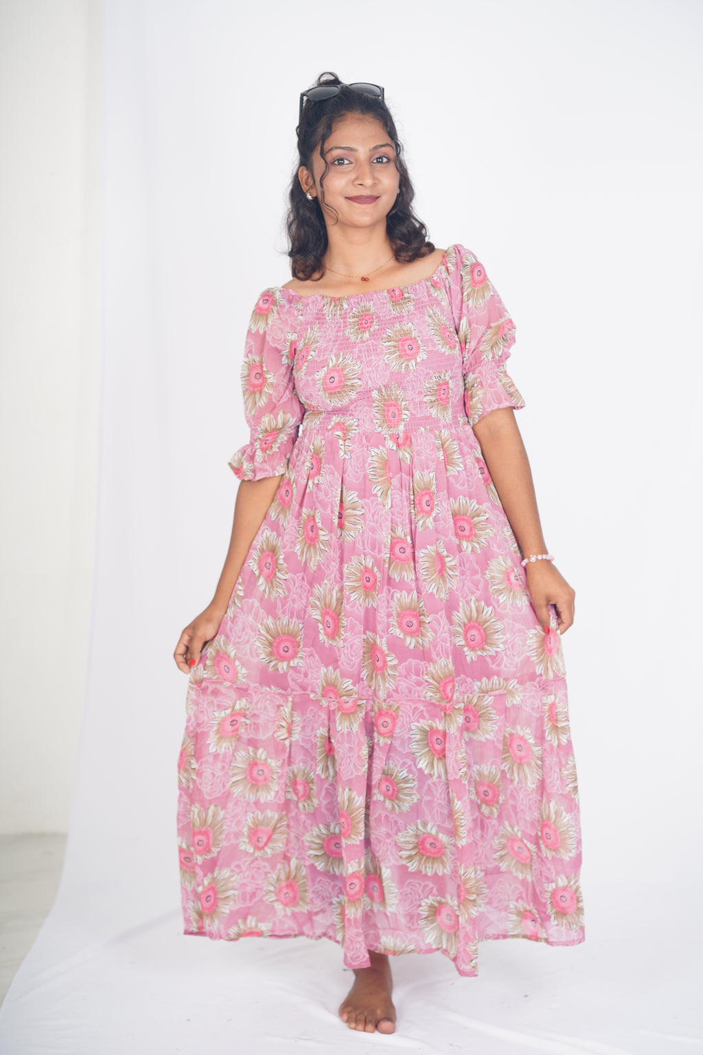 Blush Sun-Dazed Smocked Maxi