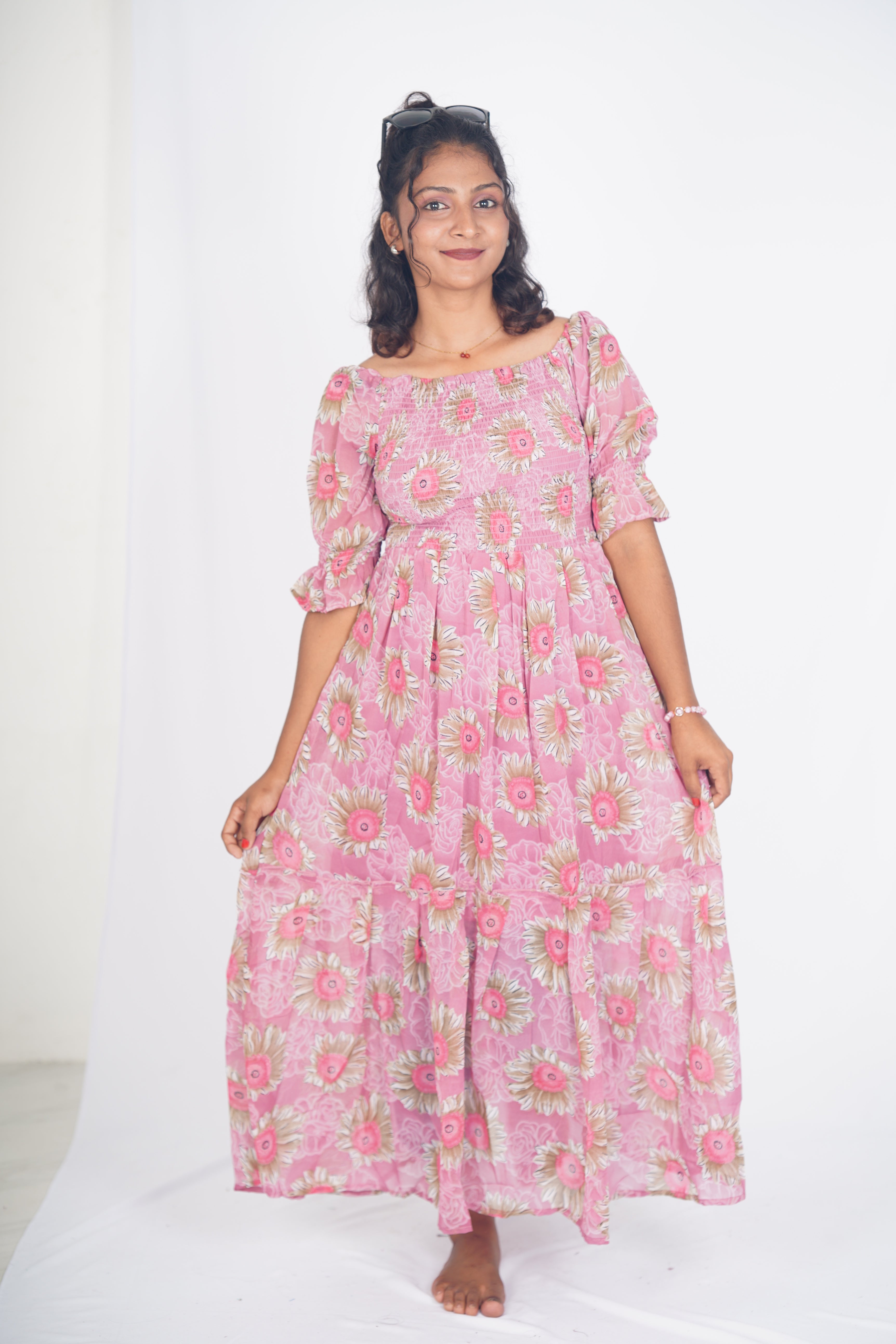 Blush Sun-Dazed Smocked Maxi