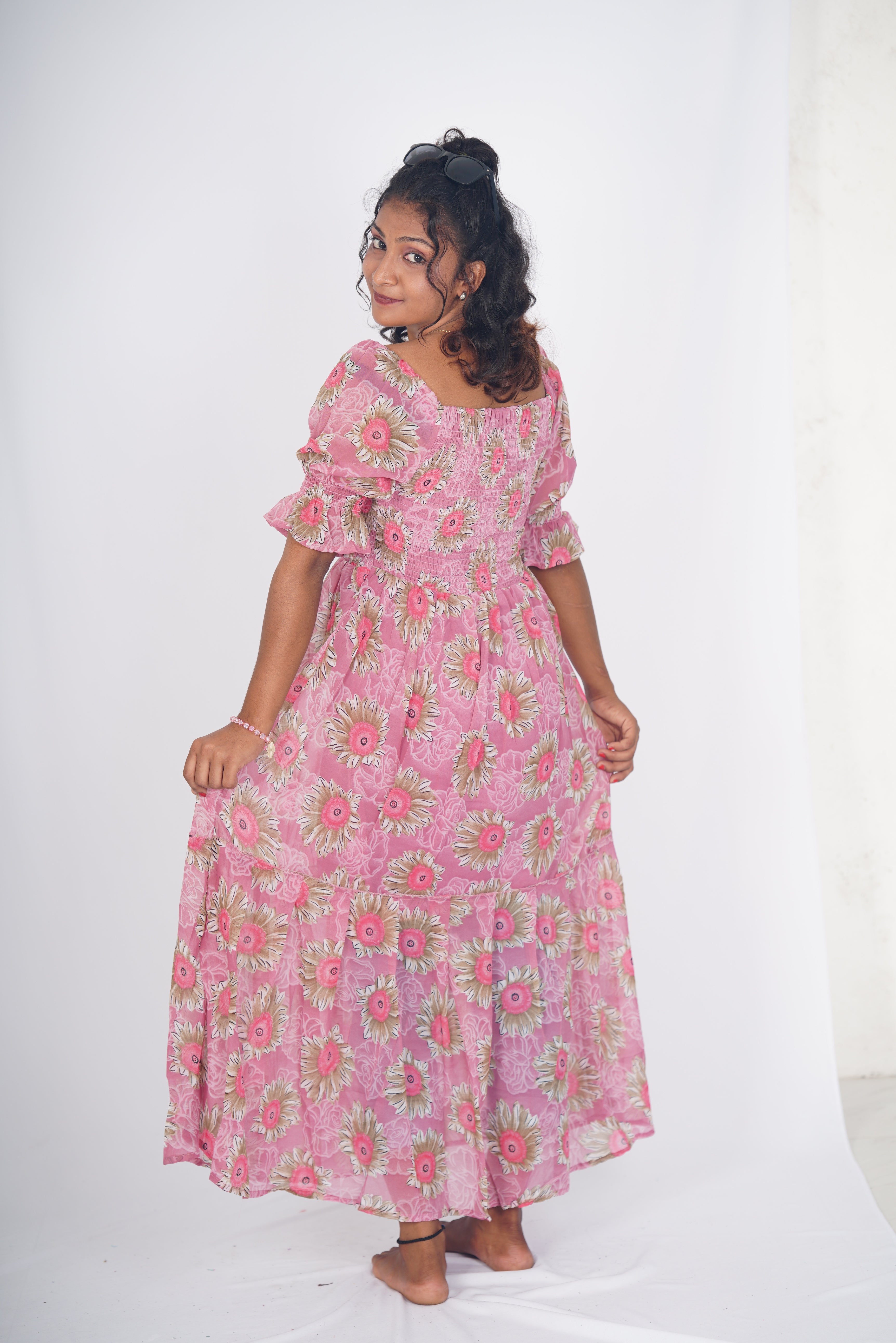Blush Sun-Dazed Smocked Maxi