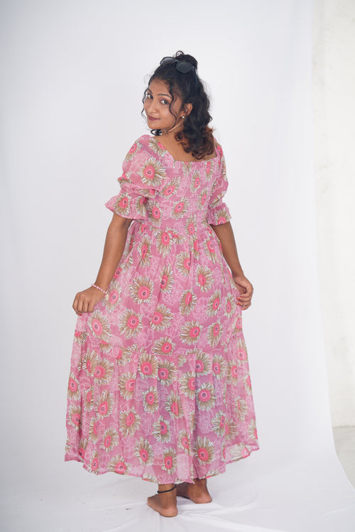 Blush Sun-Dazed Smocked Maxi