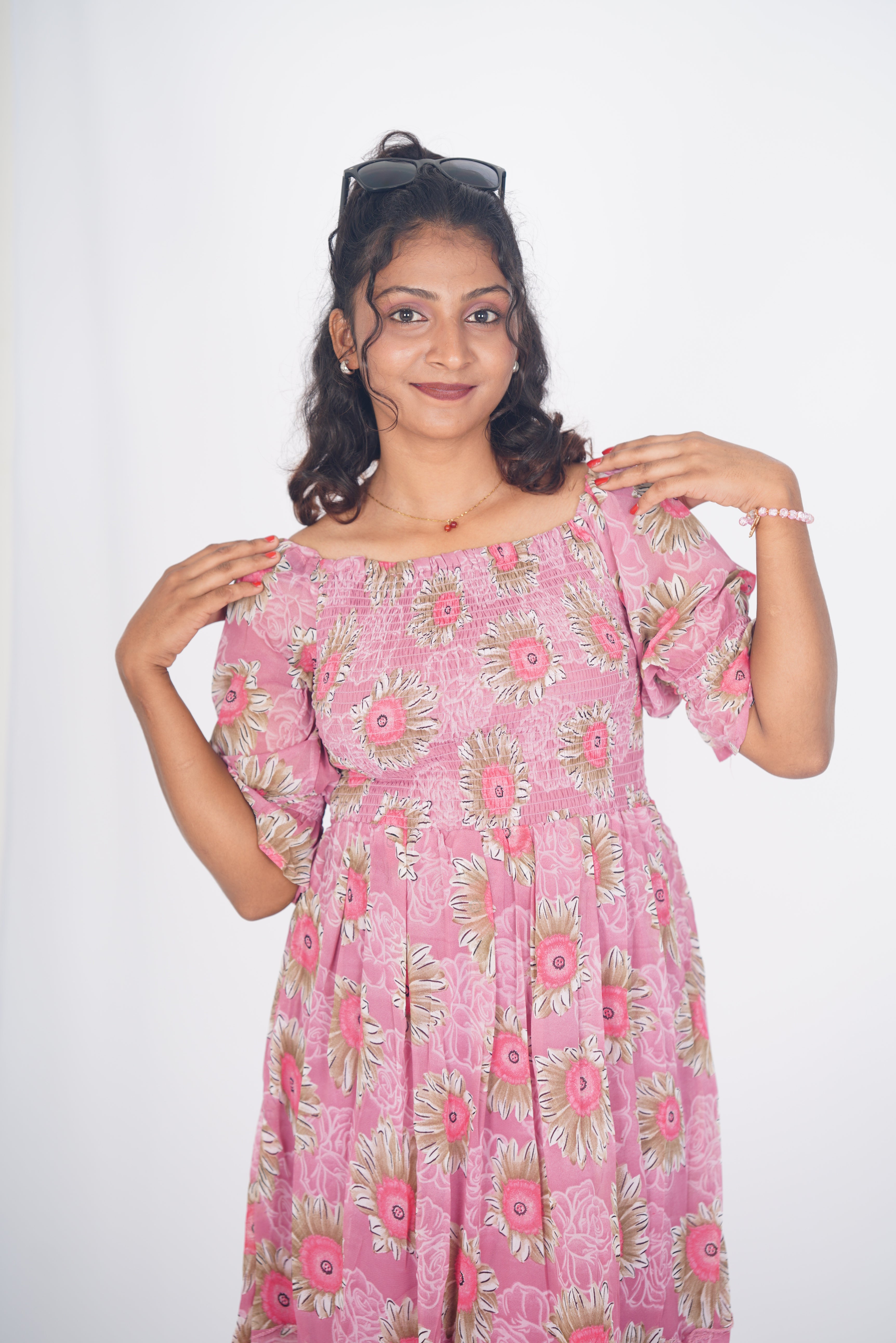 Blush Sun-Dazed Smocked Maxi