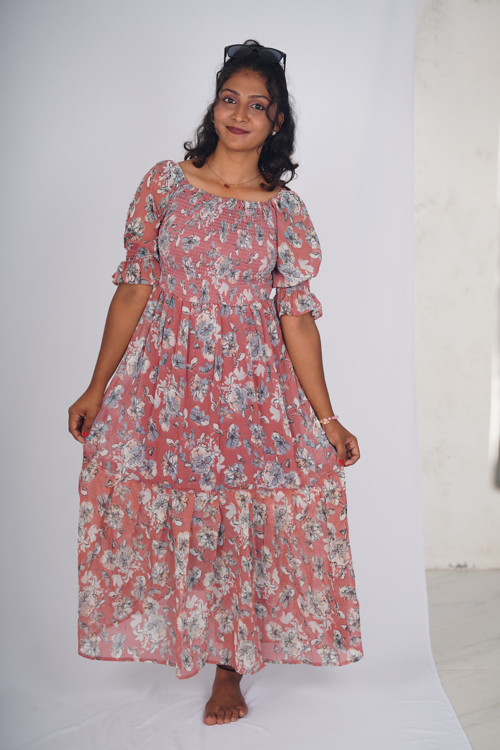 Vintage Dusty Rose Floral Maxi