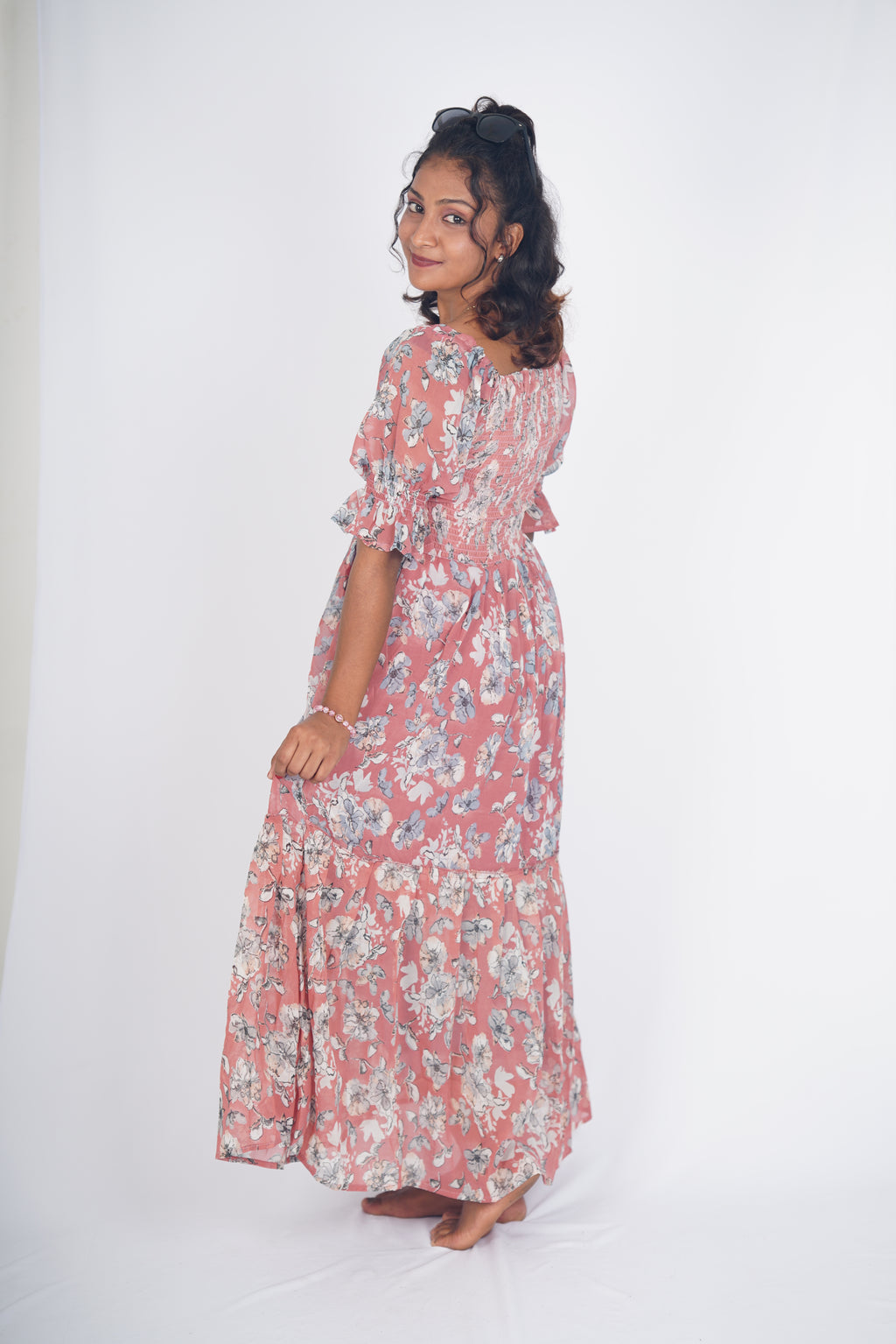 Vintage Dusty Rose Floral Maxi