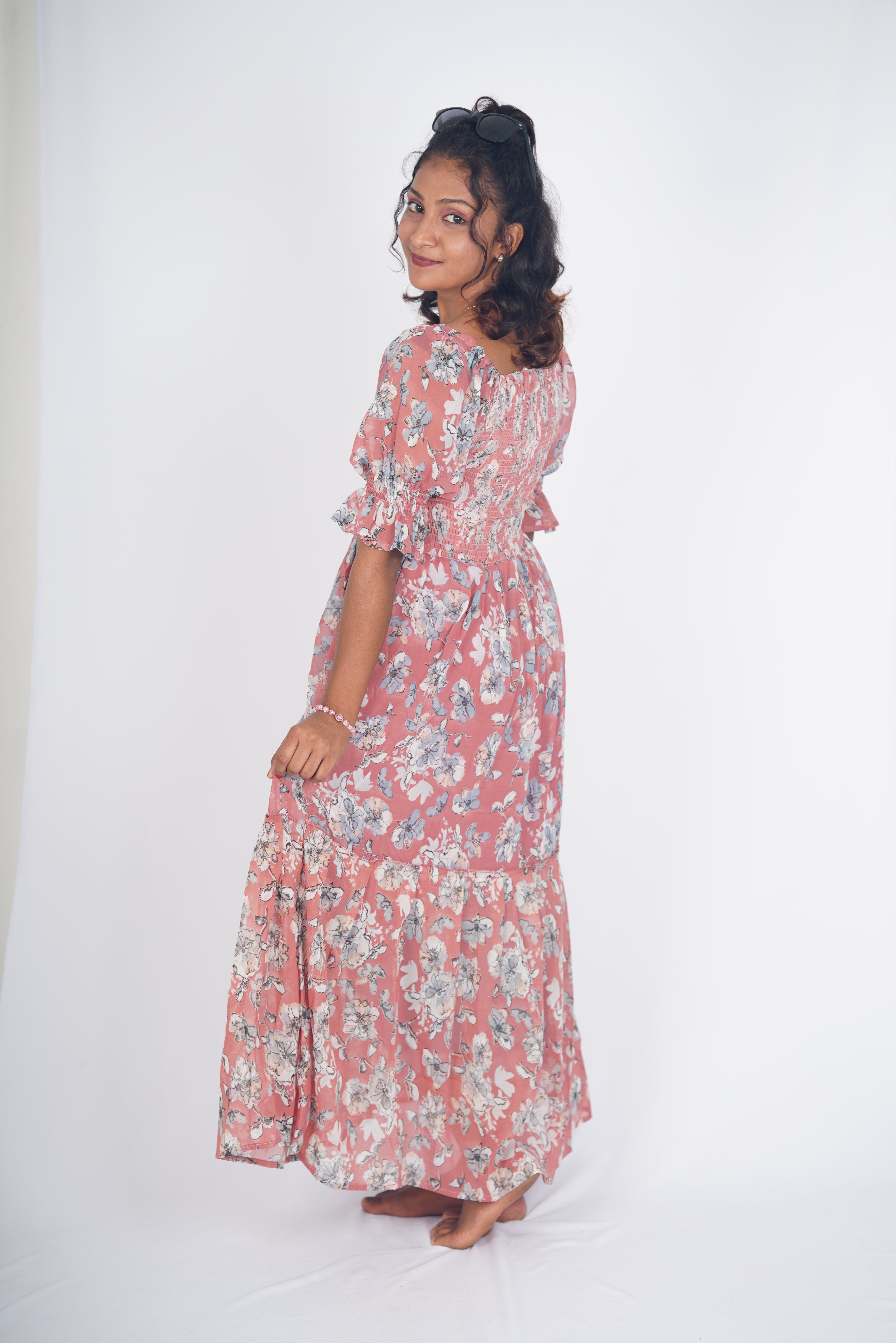 Vintage Dusty Rose Floral Maxi