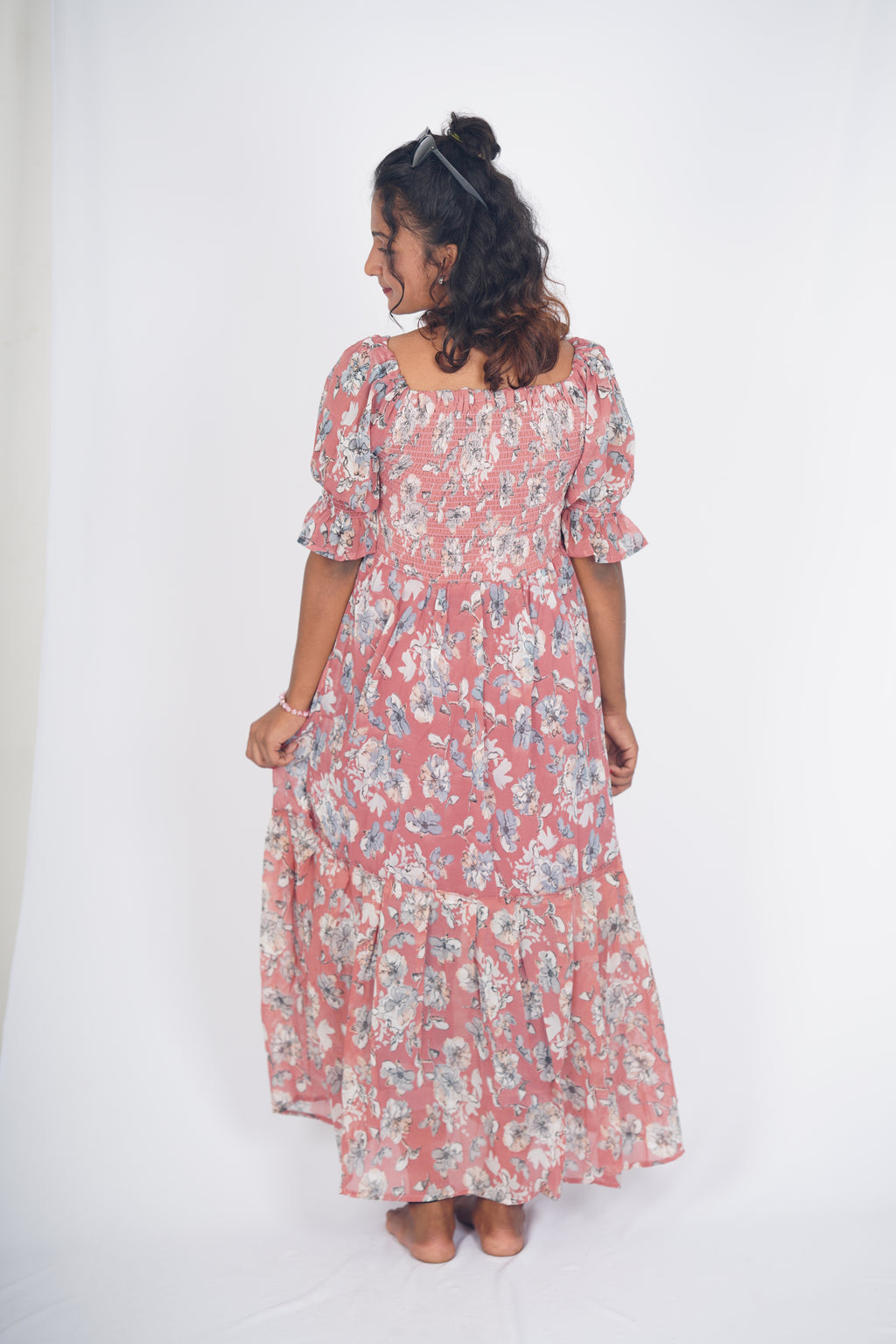 Vintage Dusty Rose Floral Maxi