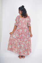 Vintage Dusty Rose Floral Maxi