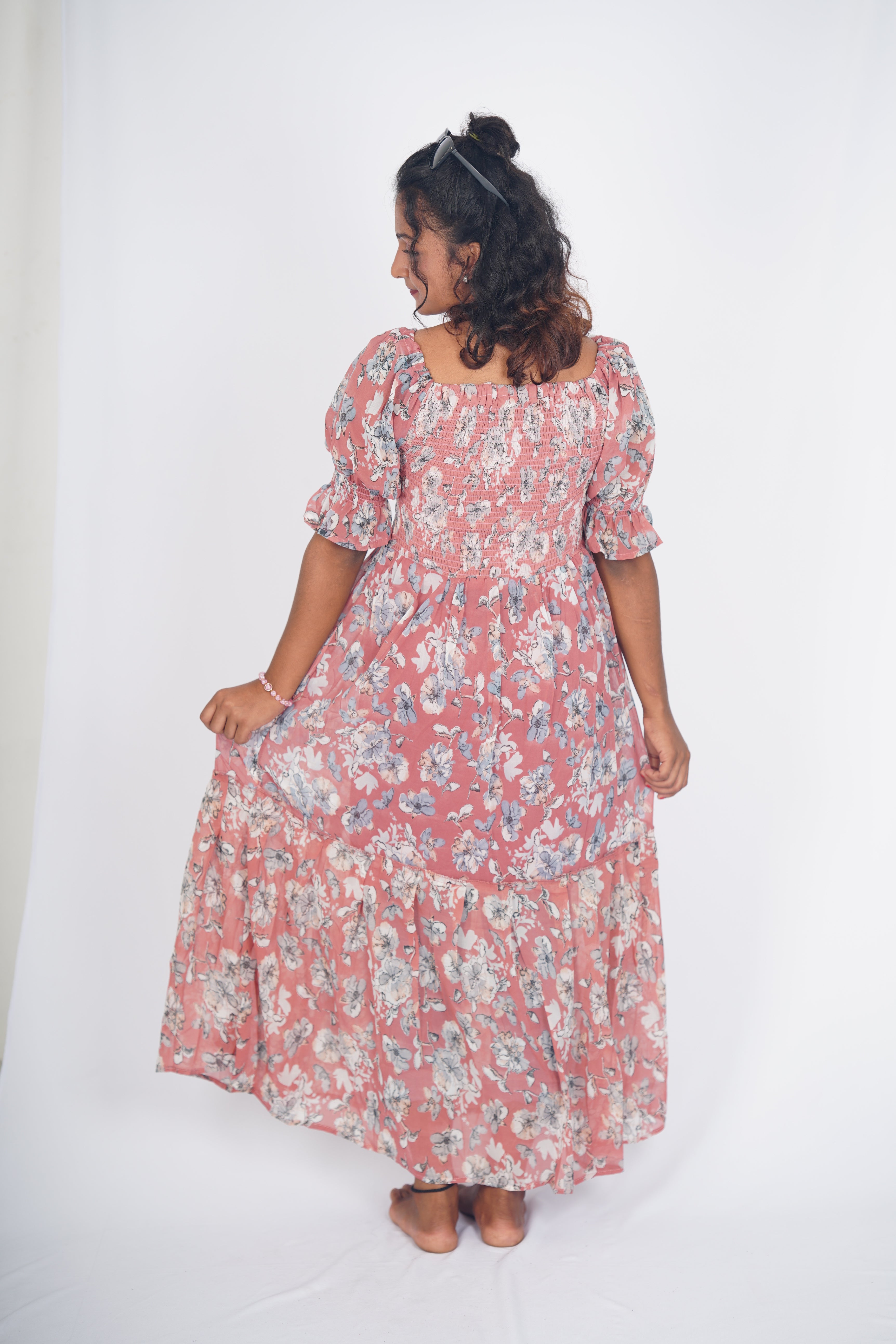 Vintage Dusty Rose Floral Maxi