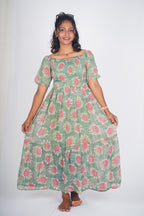 Sage Wildflower Smocked Maxi