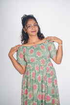 Sage Wildflower Smocked Maxi