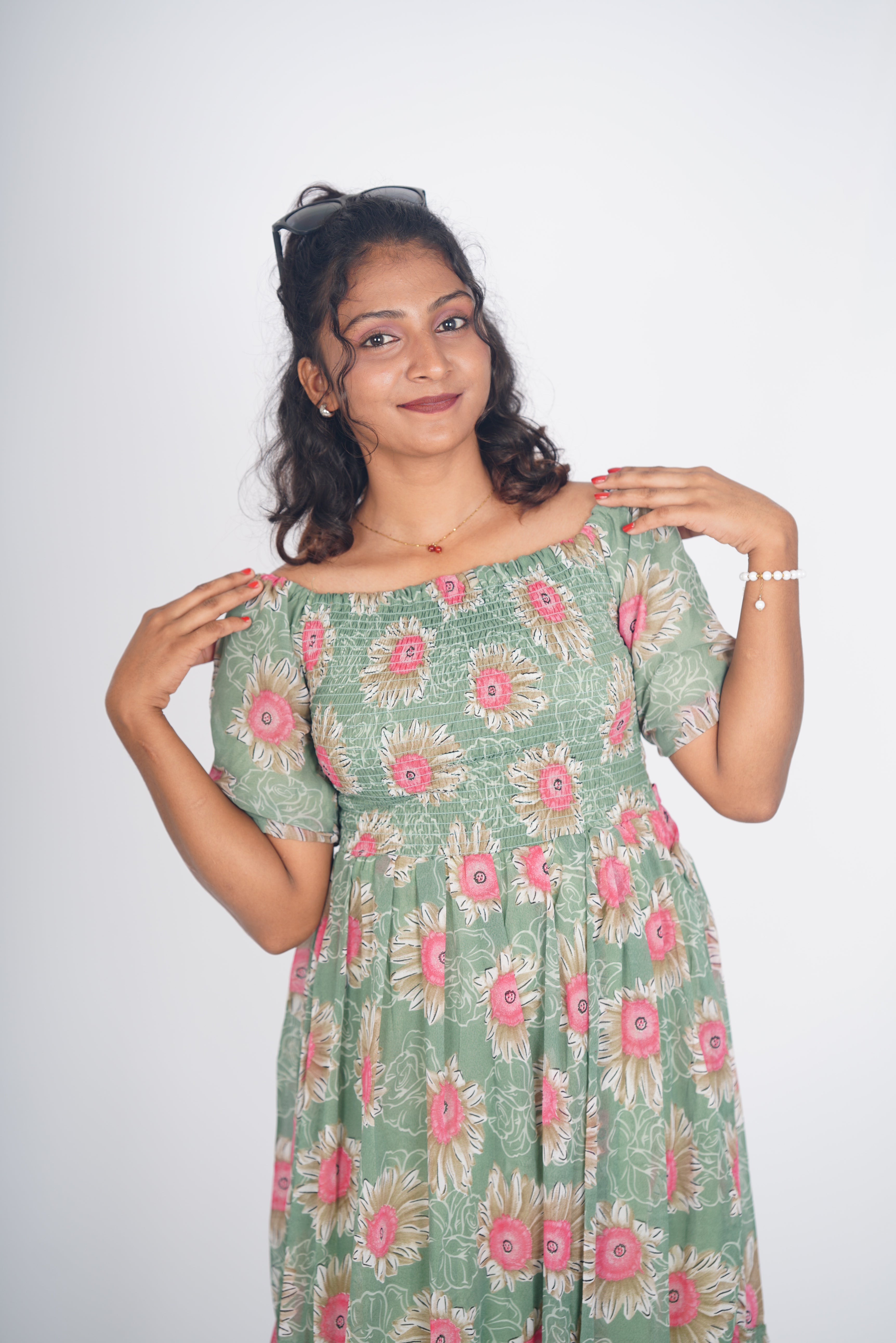 Sage Wildflower Smocked Maxi
