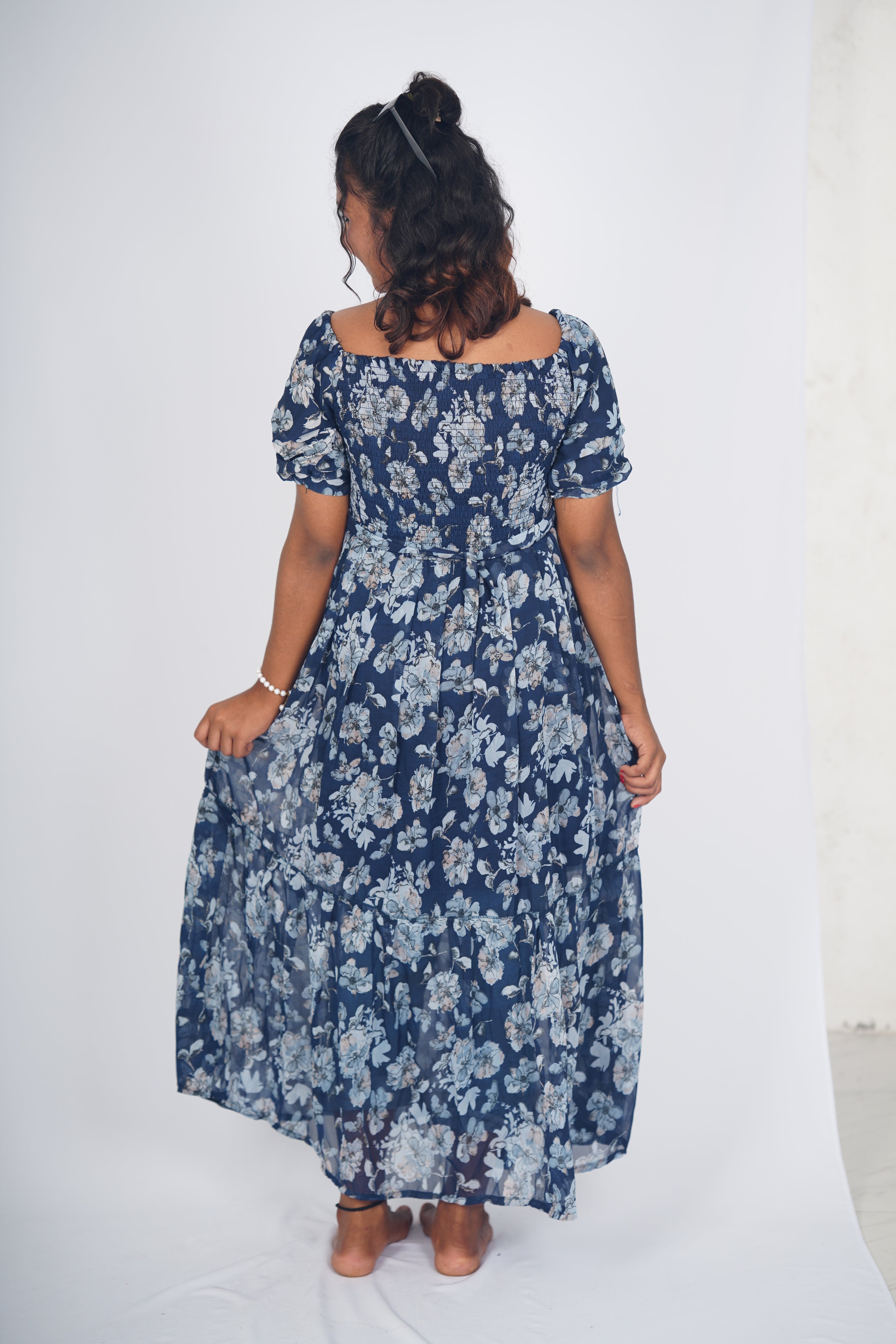 Midnight Botanical Smocked Maxi