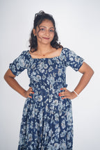 Midnight Botanical Smocked Maxi