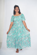 The Seafoam Bloom Smocked Tiered Maxi