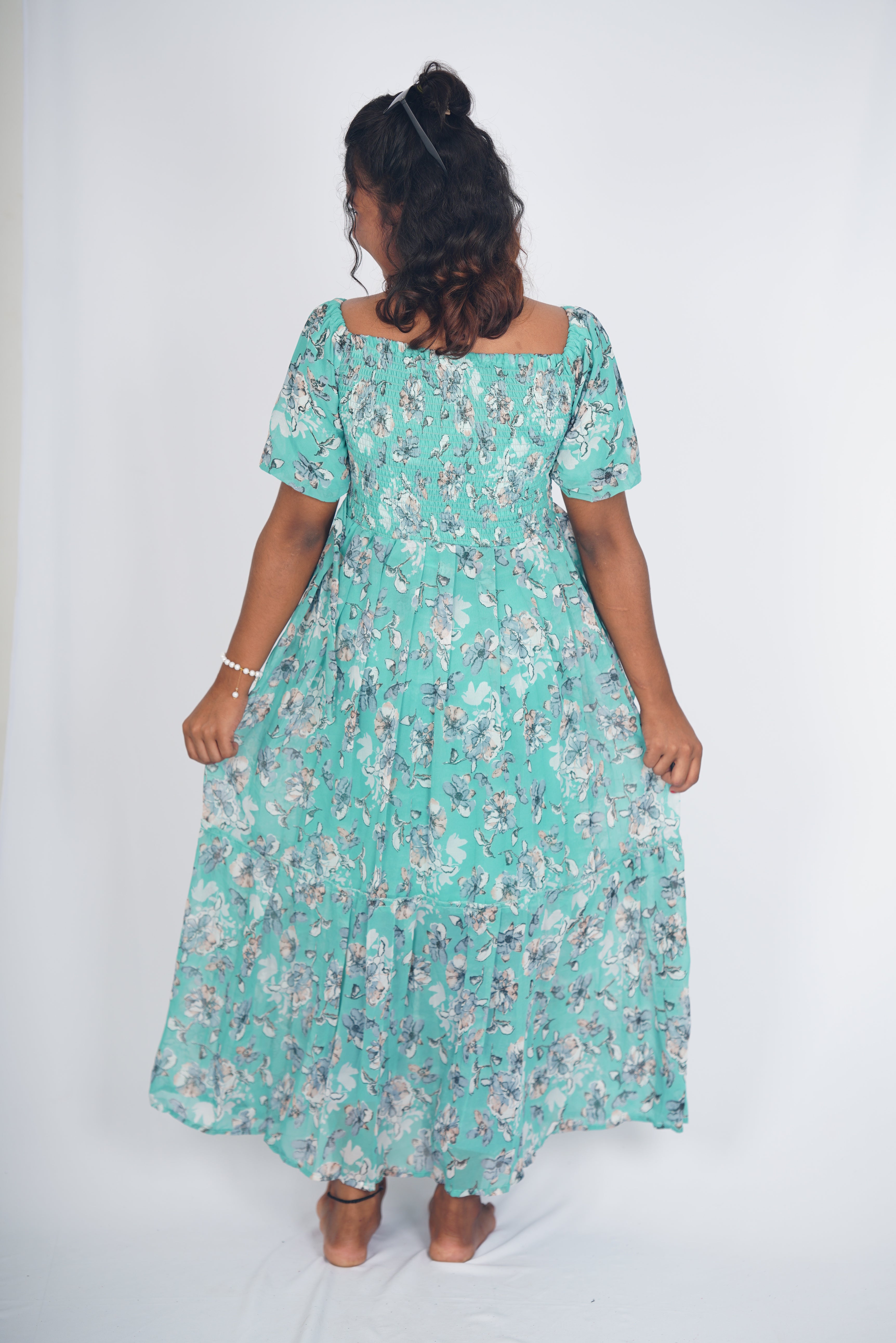 The Seafoam Bloom Smocked Tiered Maxi