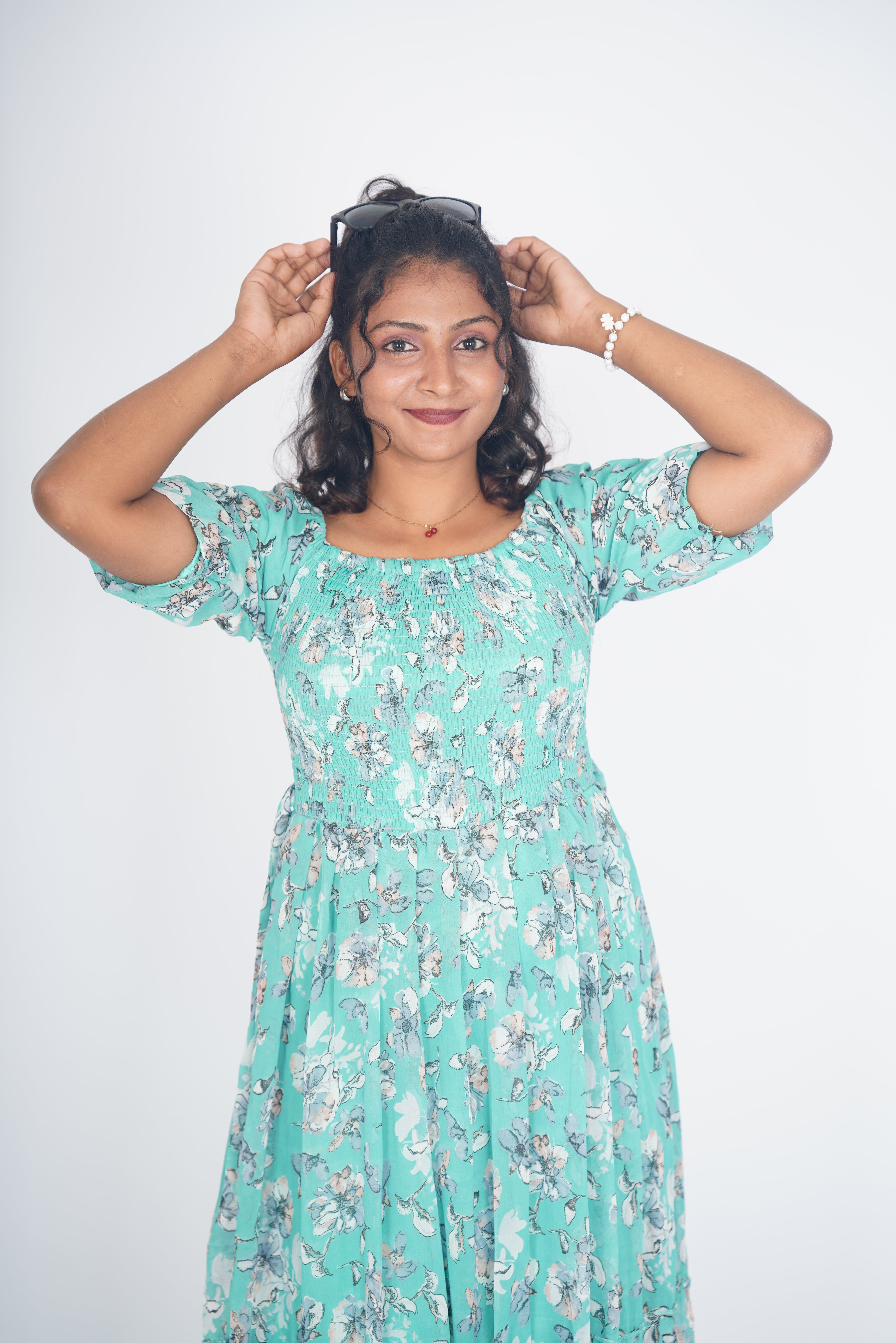 The Seafoam Bloom Smocked Tiered Maxi