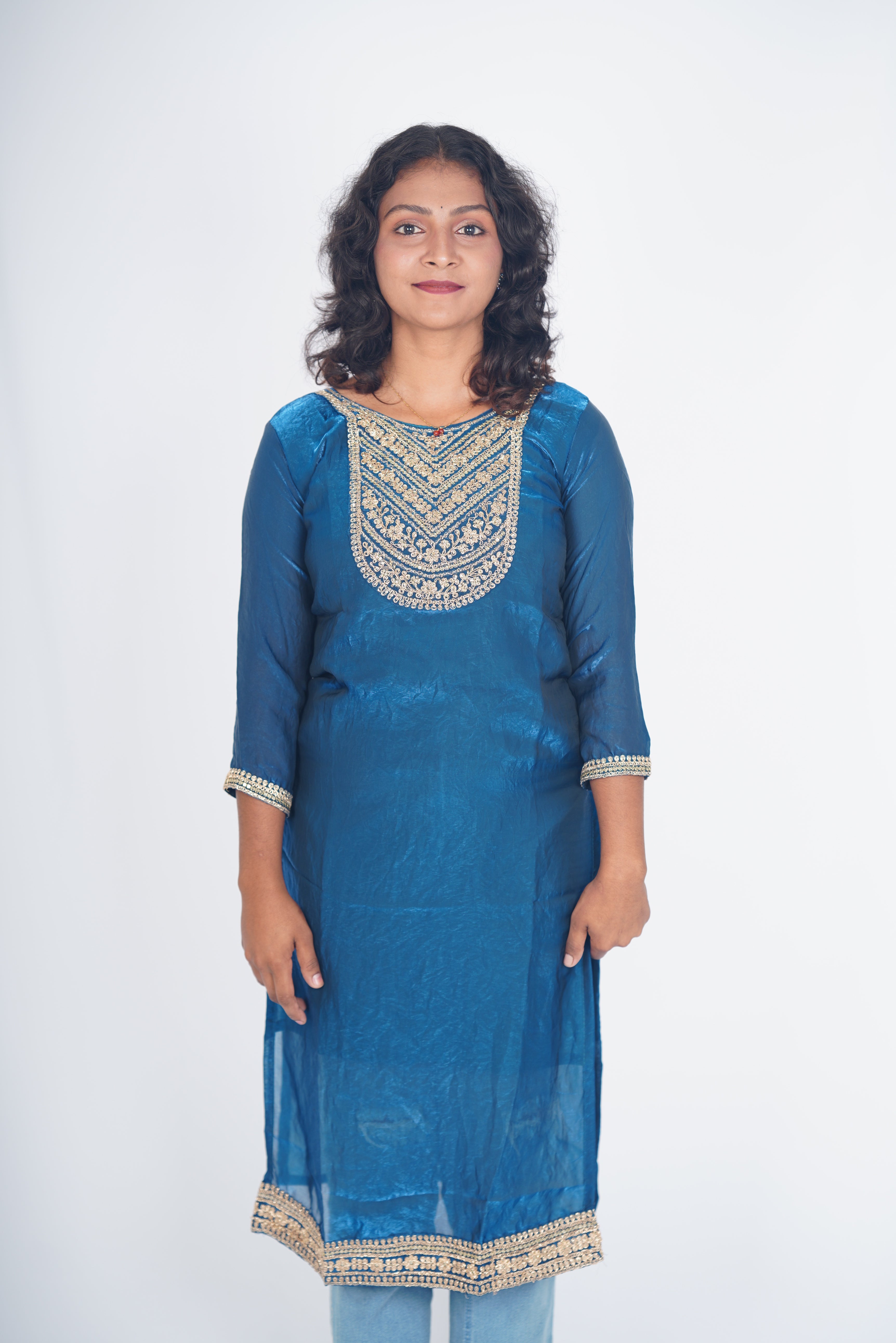 Nebula Navy Space Silk Kurthi
