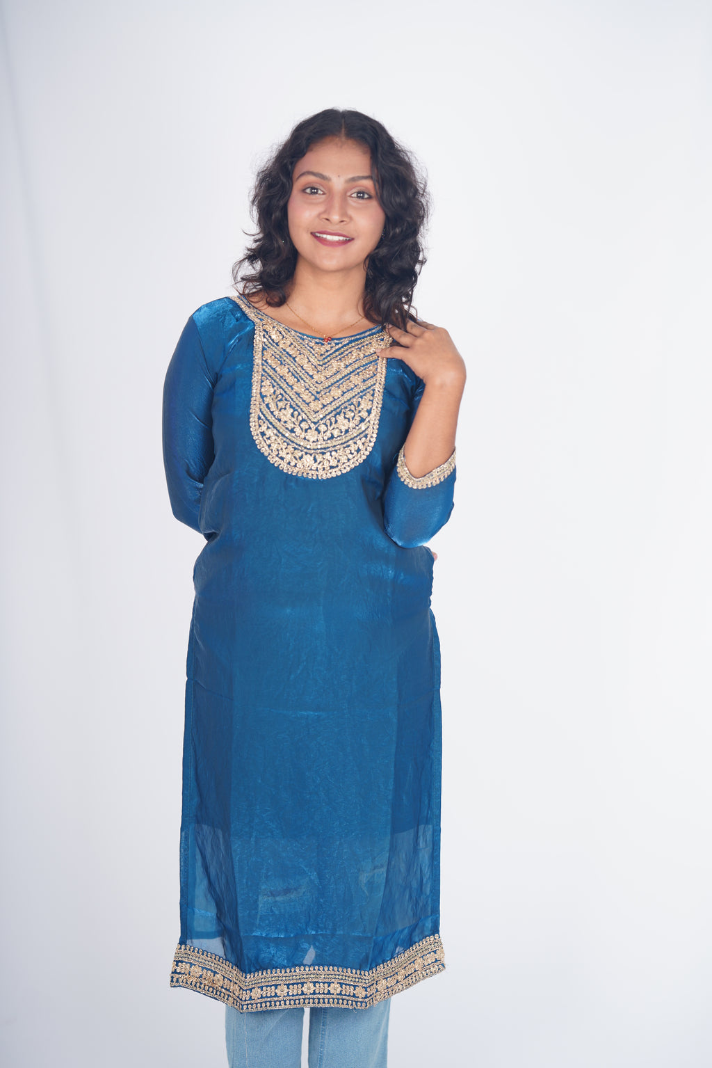 Nebula Navy Space Silk Kurthi