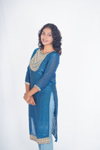 Nebula Navy Space Silk Kurthi