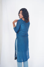 Nebula Navy Space Silk Kurthi