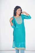 Peacock Ether Space Silk Kurthi