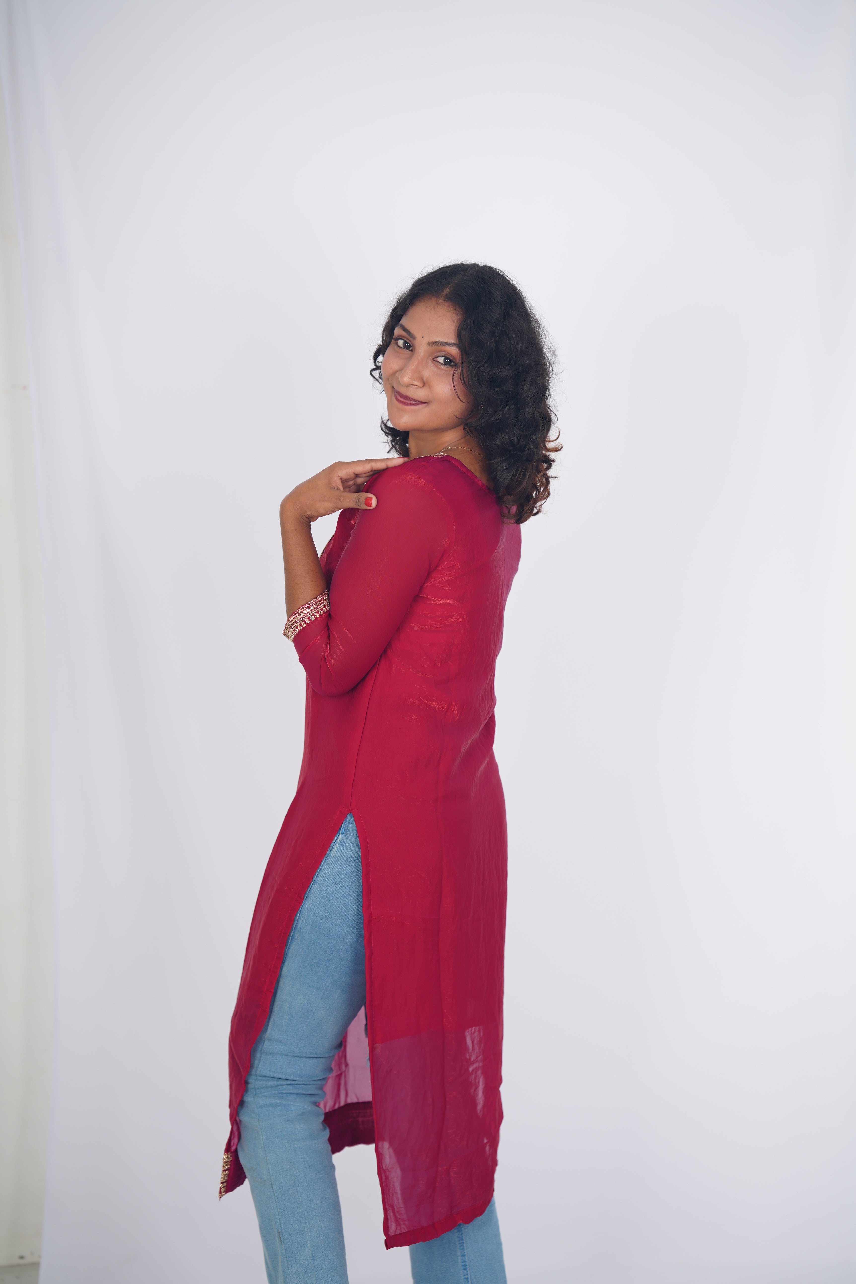 Royal Garnet Space Silk Kurthi