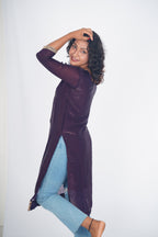 Deep Wine Spark Space Silk Kurthi