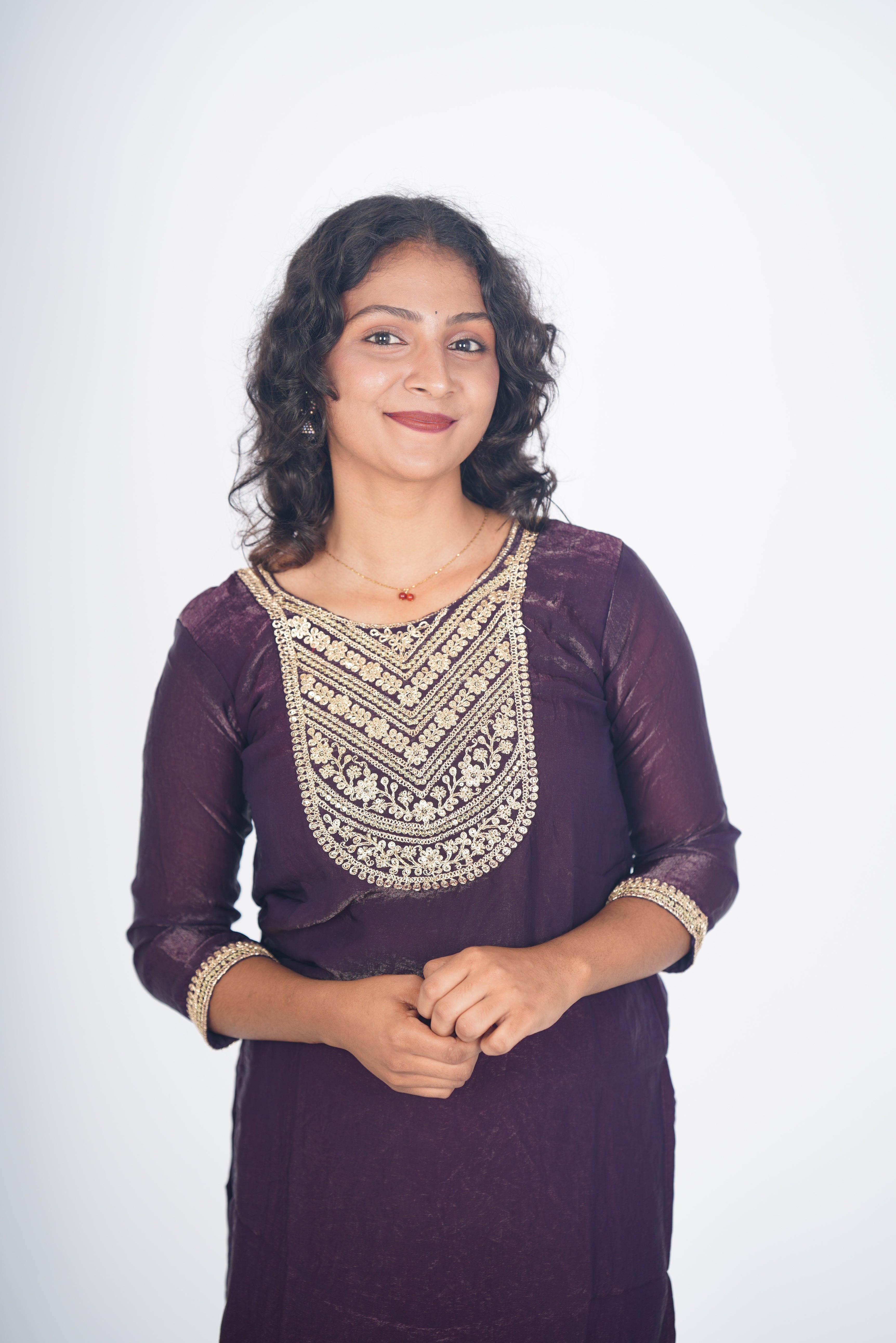 Deep Wine Spark Space Silk Kurthi