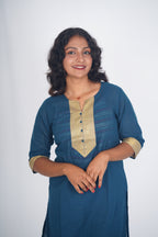 Deep Ocean Teal Chettinad Kurti