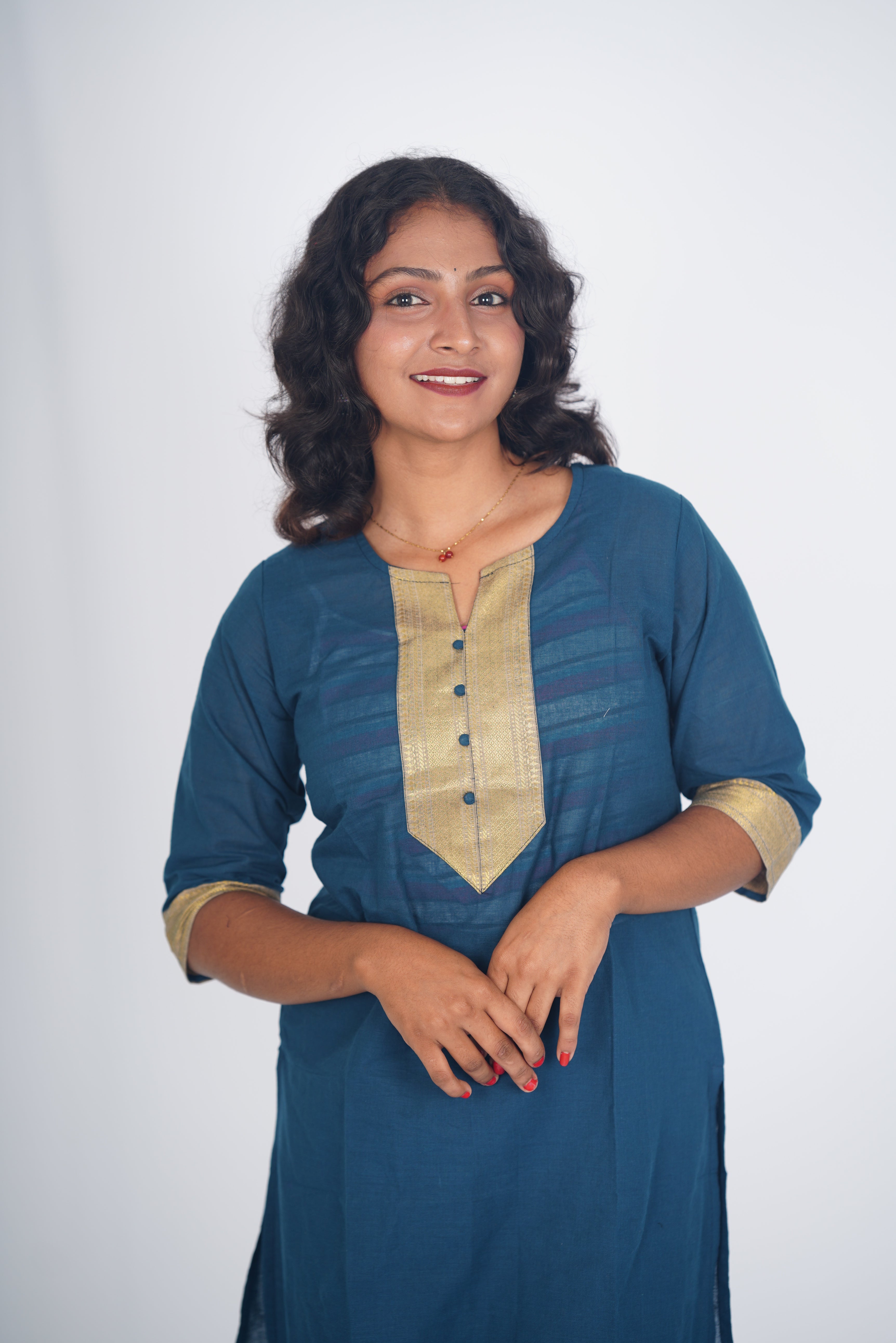 Deep Ocean Teal Chettinad Kurti